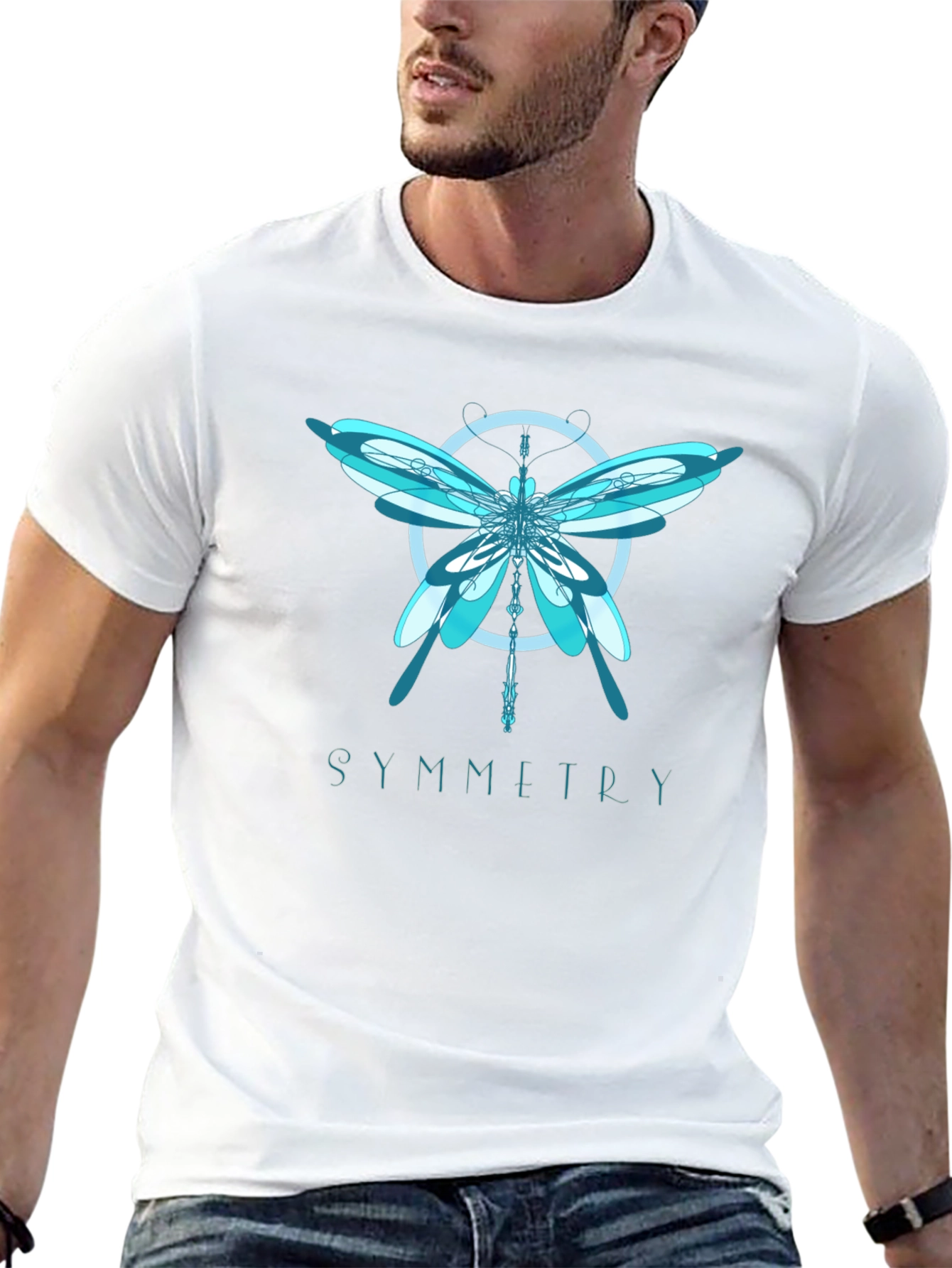 Symmetry Dragonfly Graphic T-Shirt - Modern Art Tee