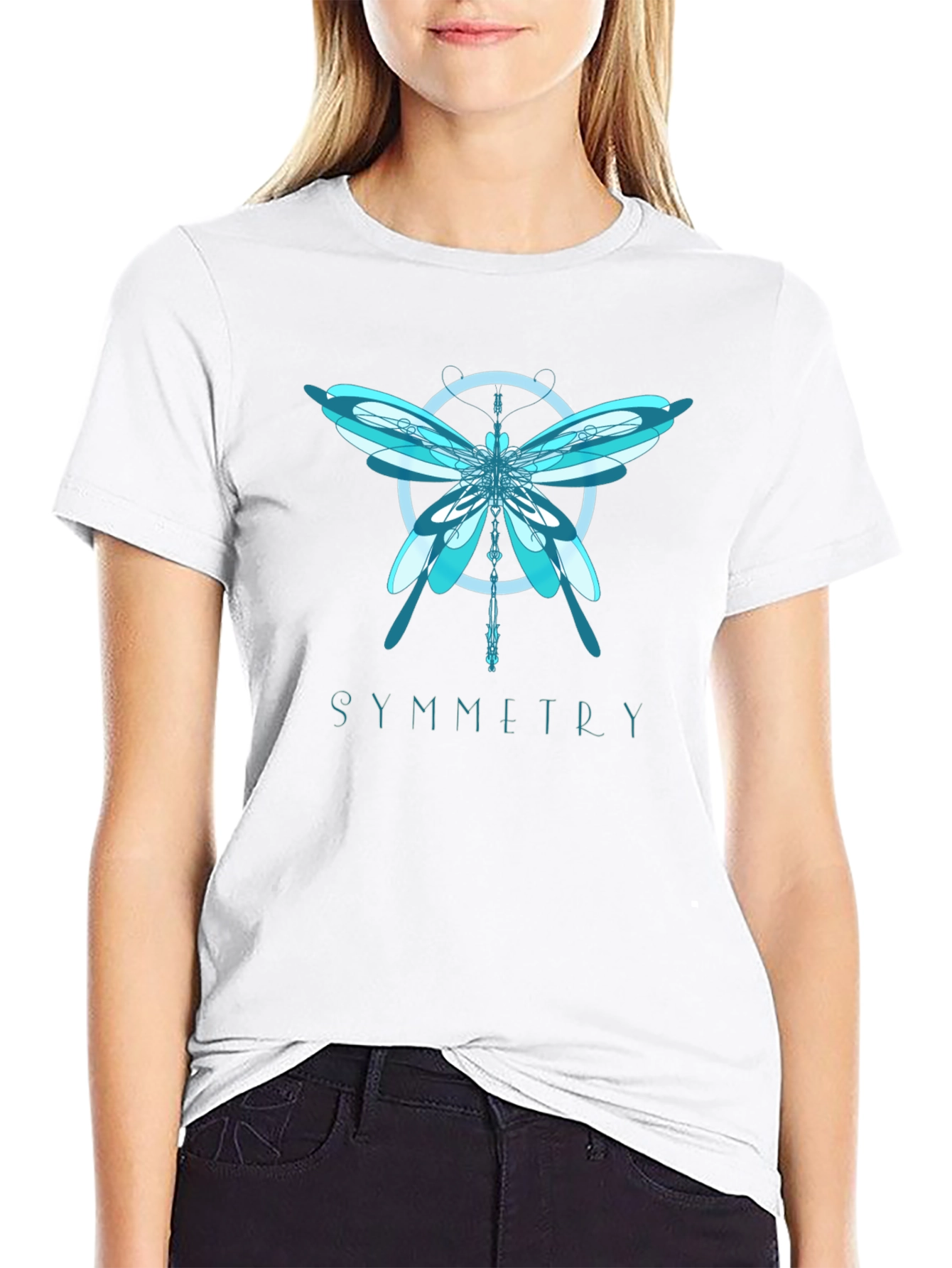 Symmetry Dragonfly Graphic T-Shirt - Modern Art Tee