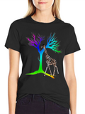 Rainbow Giraffe Tree Graphic Tee