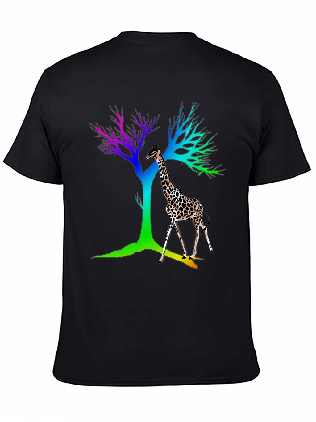 Rainbow Giraffe Tree Graphic Tee