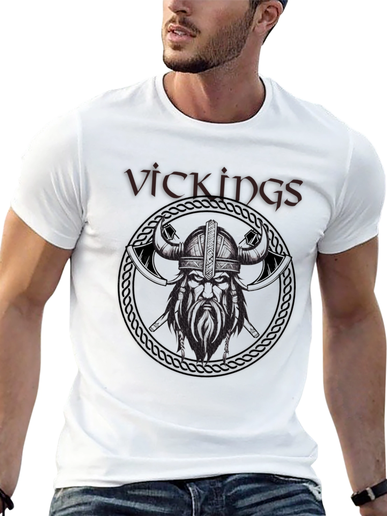 Viking Warrior Graphic Tee - Black Cotton T-Shirt