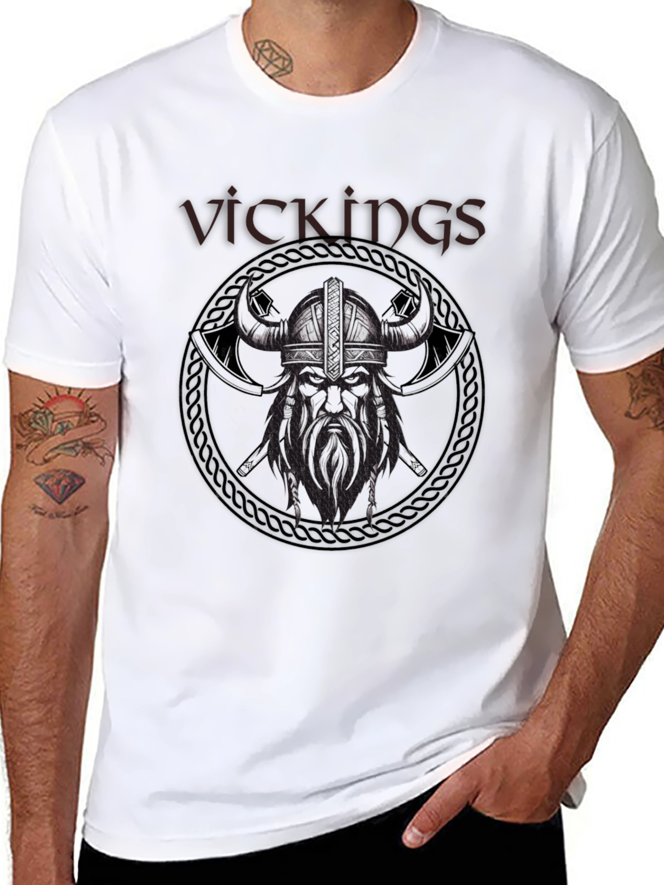 Viking Warrior Graphic Tee - Black Cotton T-Shirt