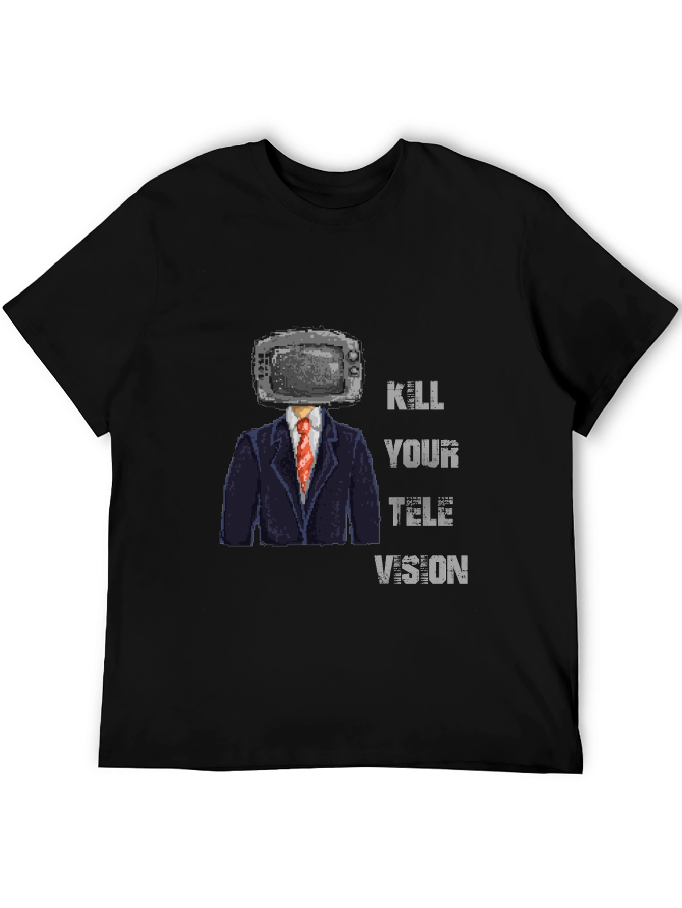 Kill Your Television T-Shirt - Pixelated TV Head Design