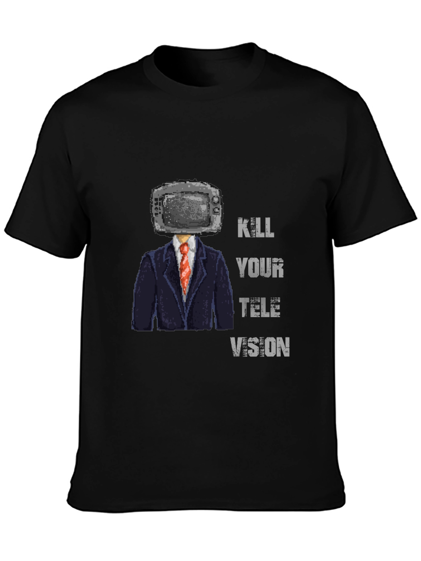 Kill Your Television T-Shirt - Pixelated TV Head Design