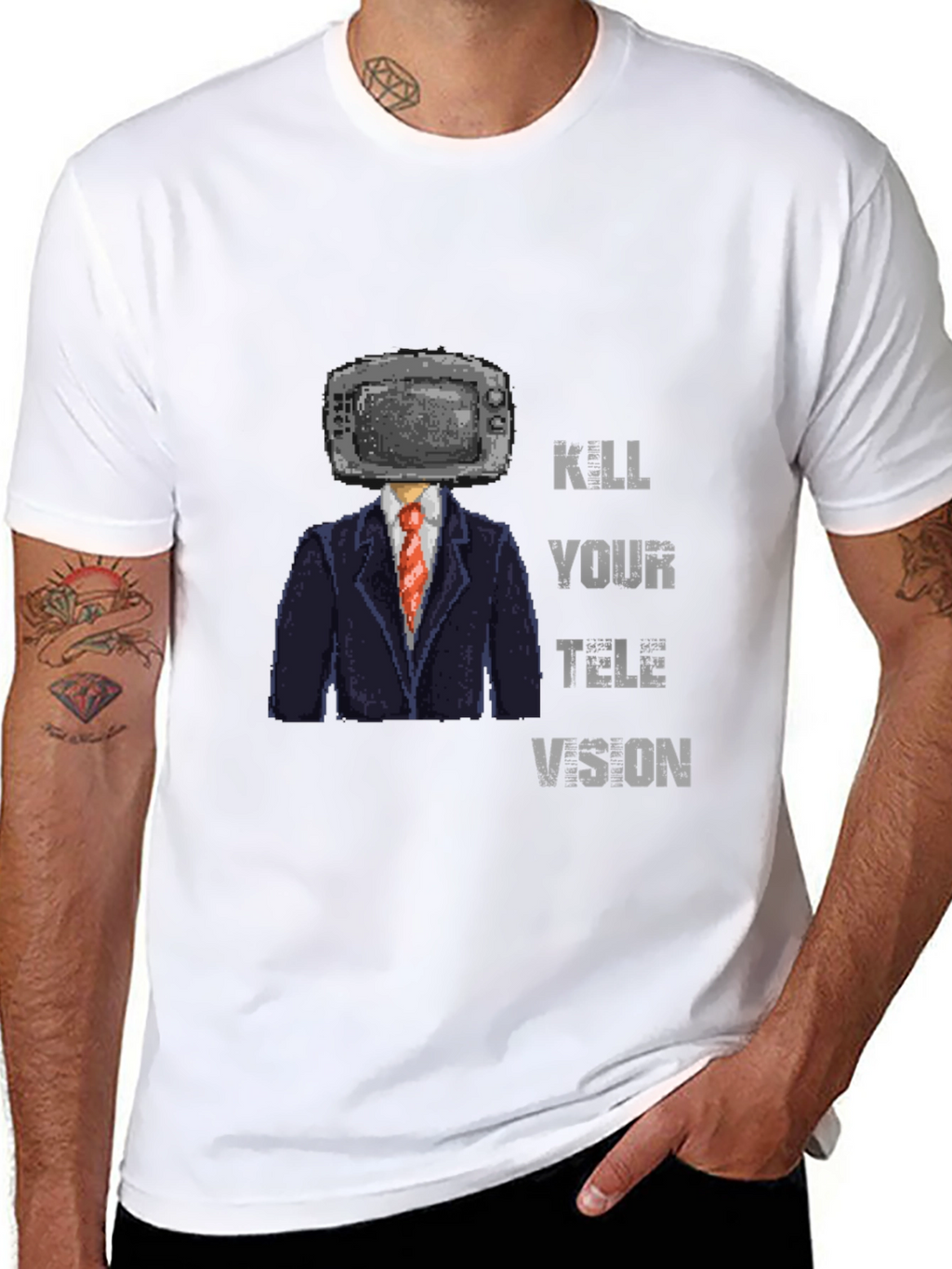 Kill Your Television T-Shirt - Pixelated TV Head Design