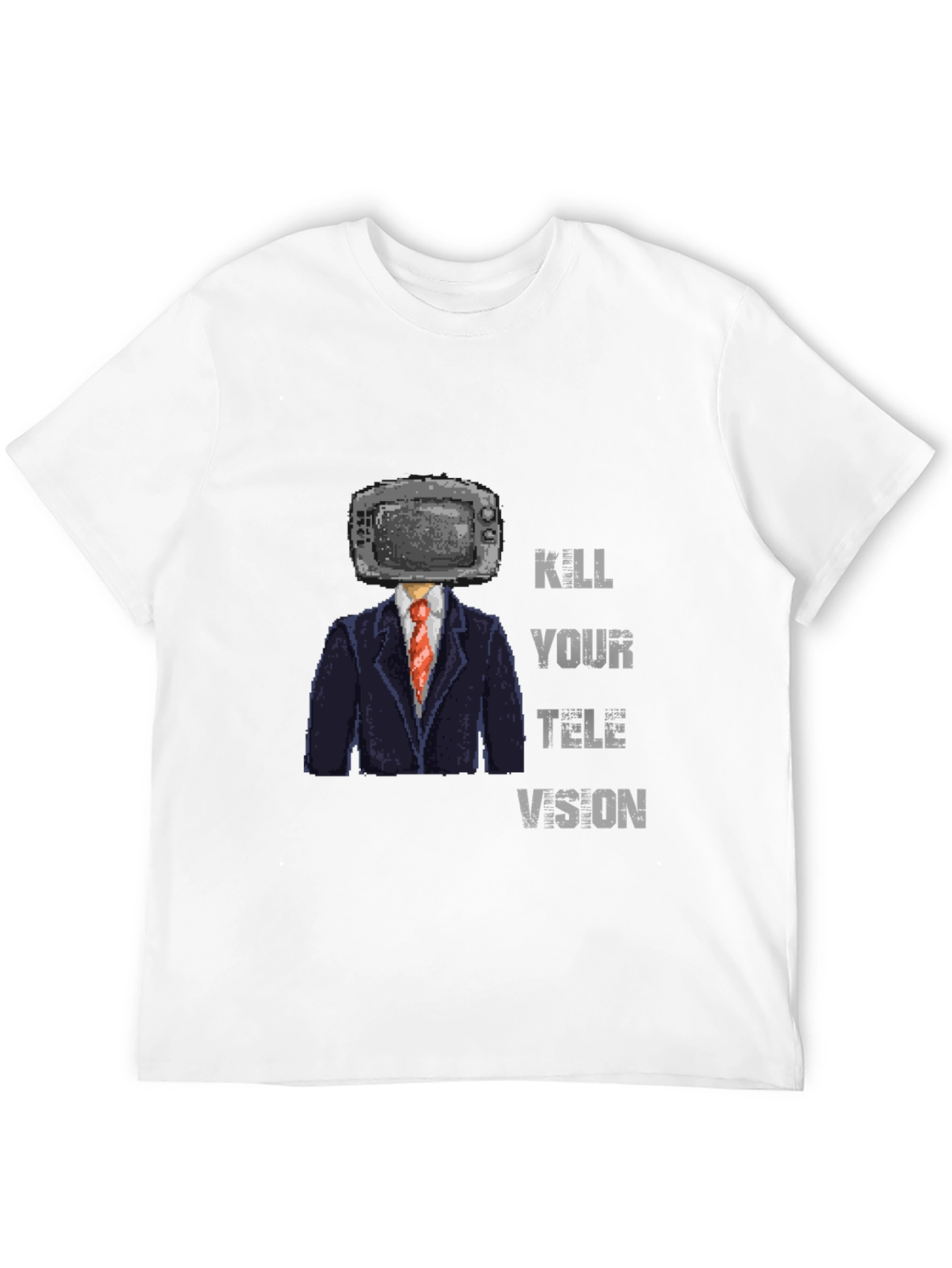 Kill Your Television T-Shirt - Pixelated TV Head Design