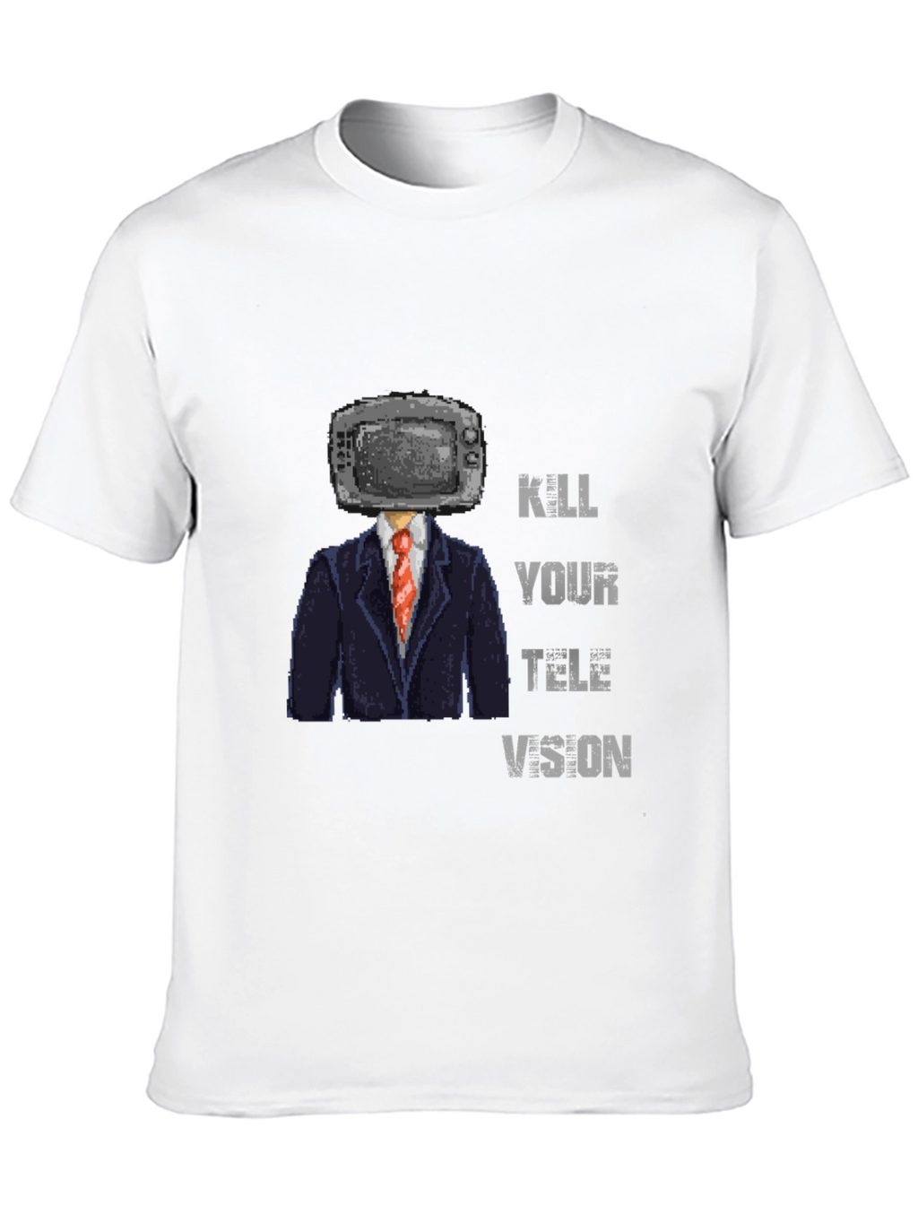 Kill Your Television T-Shirt - Pixelated TV Head Design