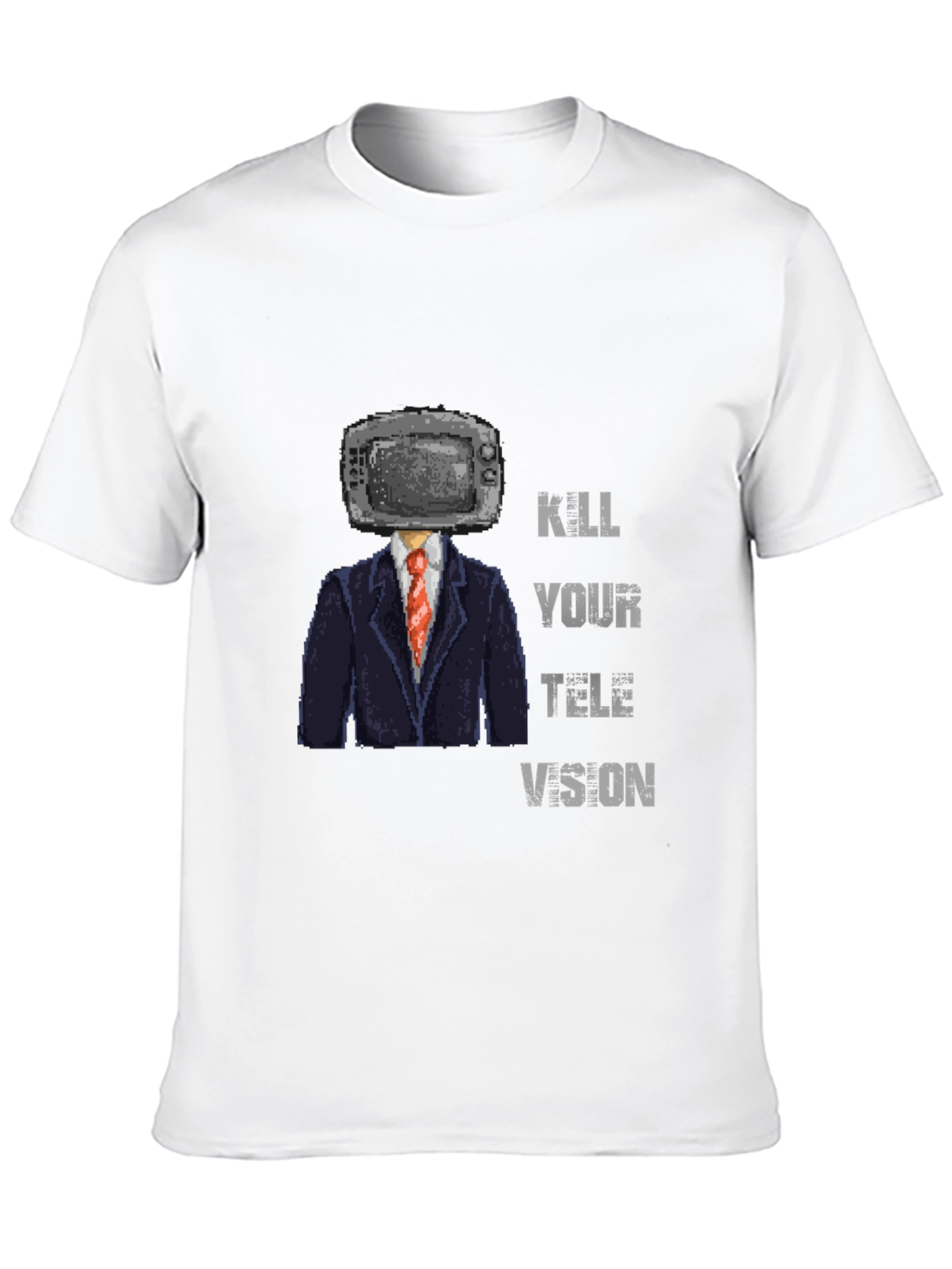 Kill Your Television T-Shirt - Pixelated TV Head Design