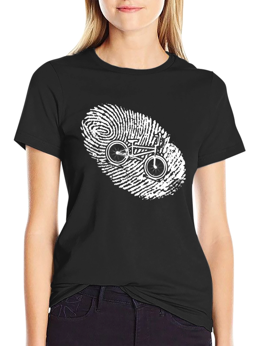 Bike Fingerprint Graphic Tee - Cool Riders Black T-Shirt