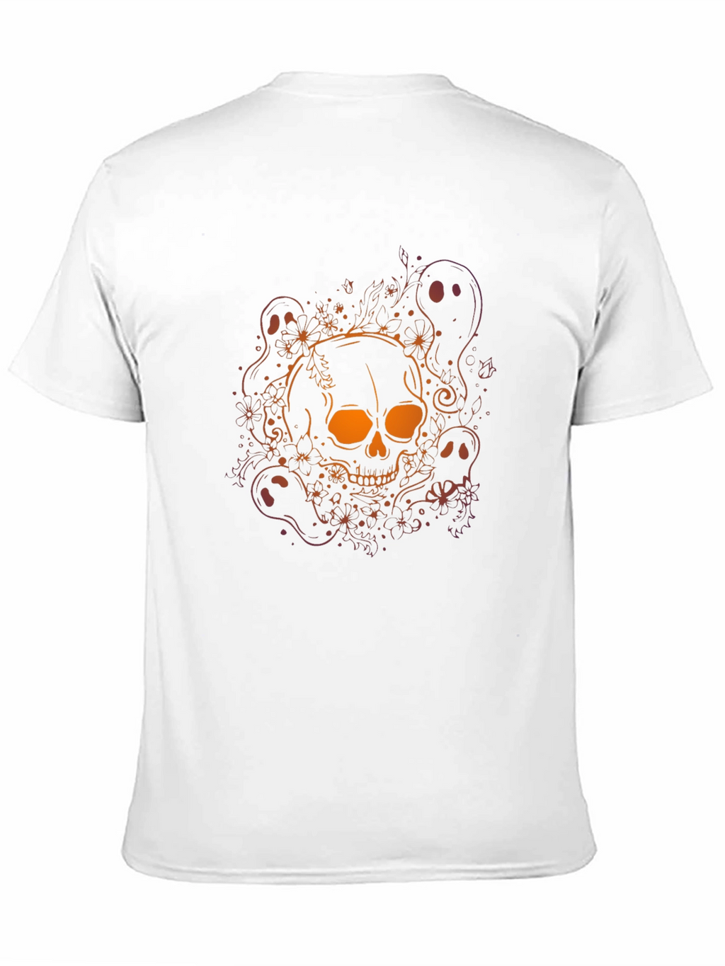 Skull & Ghost Graphic Tee - Halloween Black T-Shirt