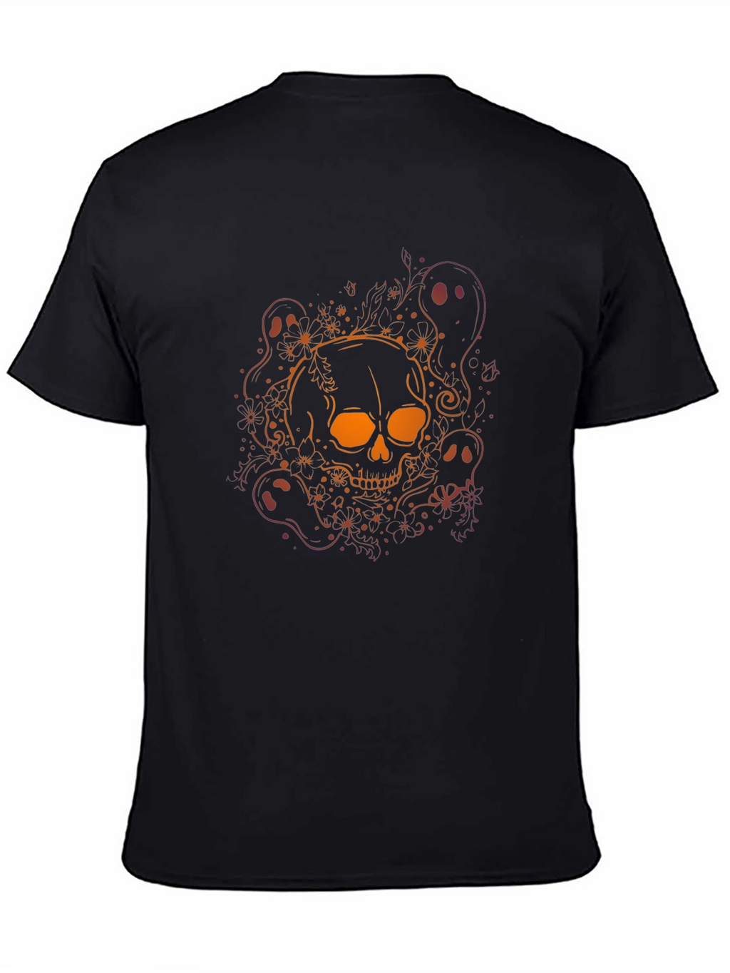 Skull & Ghost Graphic Tee - Halloween Black T-Shirt