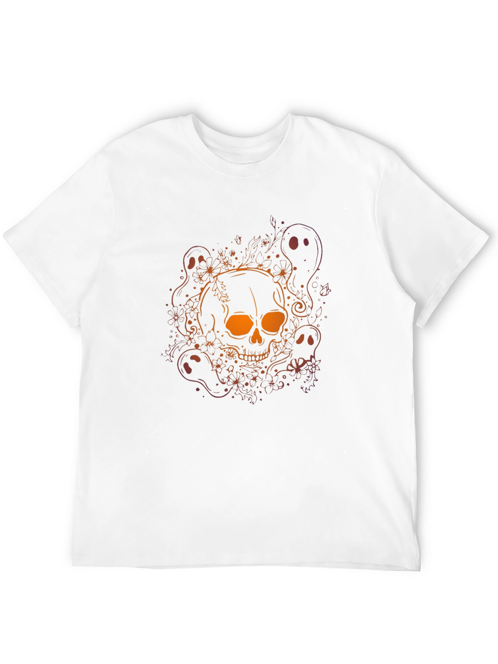 Skull & Ghost Graphic Tee - Halloween Black T-Shirt