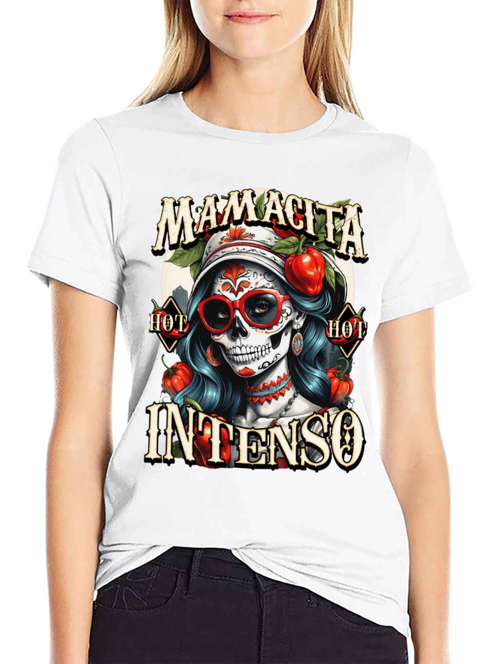 Mamacita Intenso T-Shirt - Sugar Skull Design