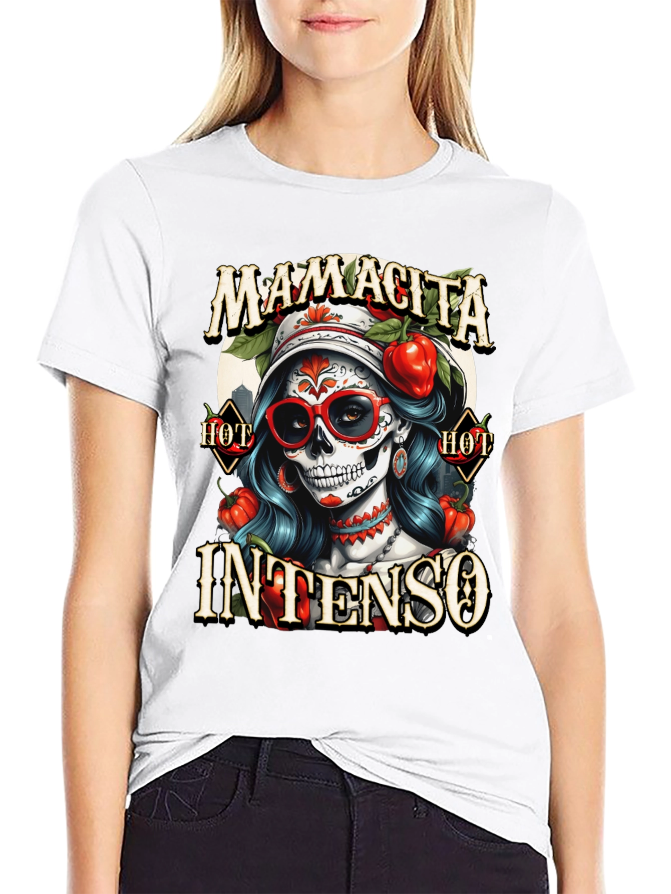 Mamacita Intenso T-Shirt - Sugar Skull Design