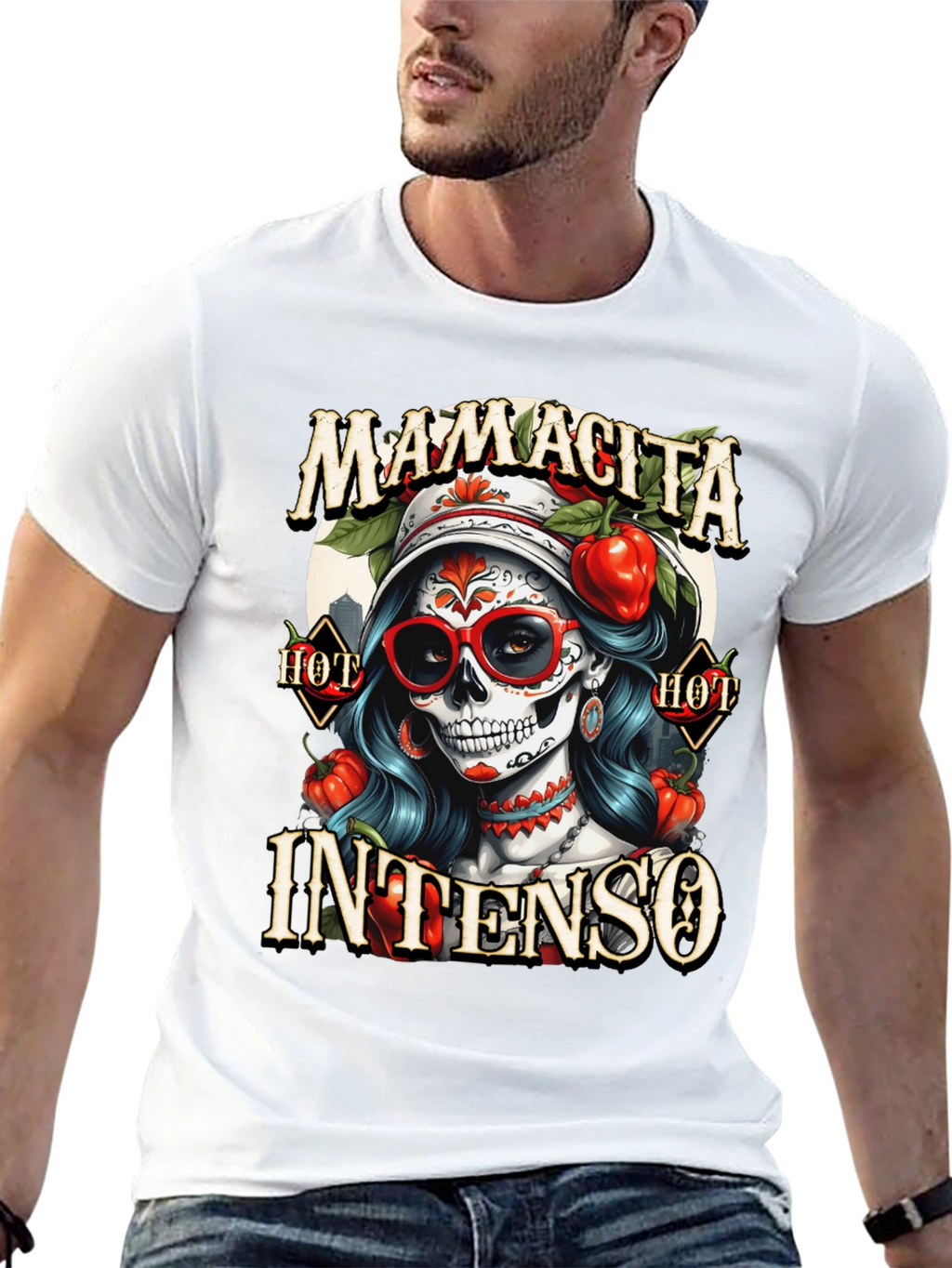 Mamacita Intenso T-Shirt - Sugar Skull Design