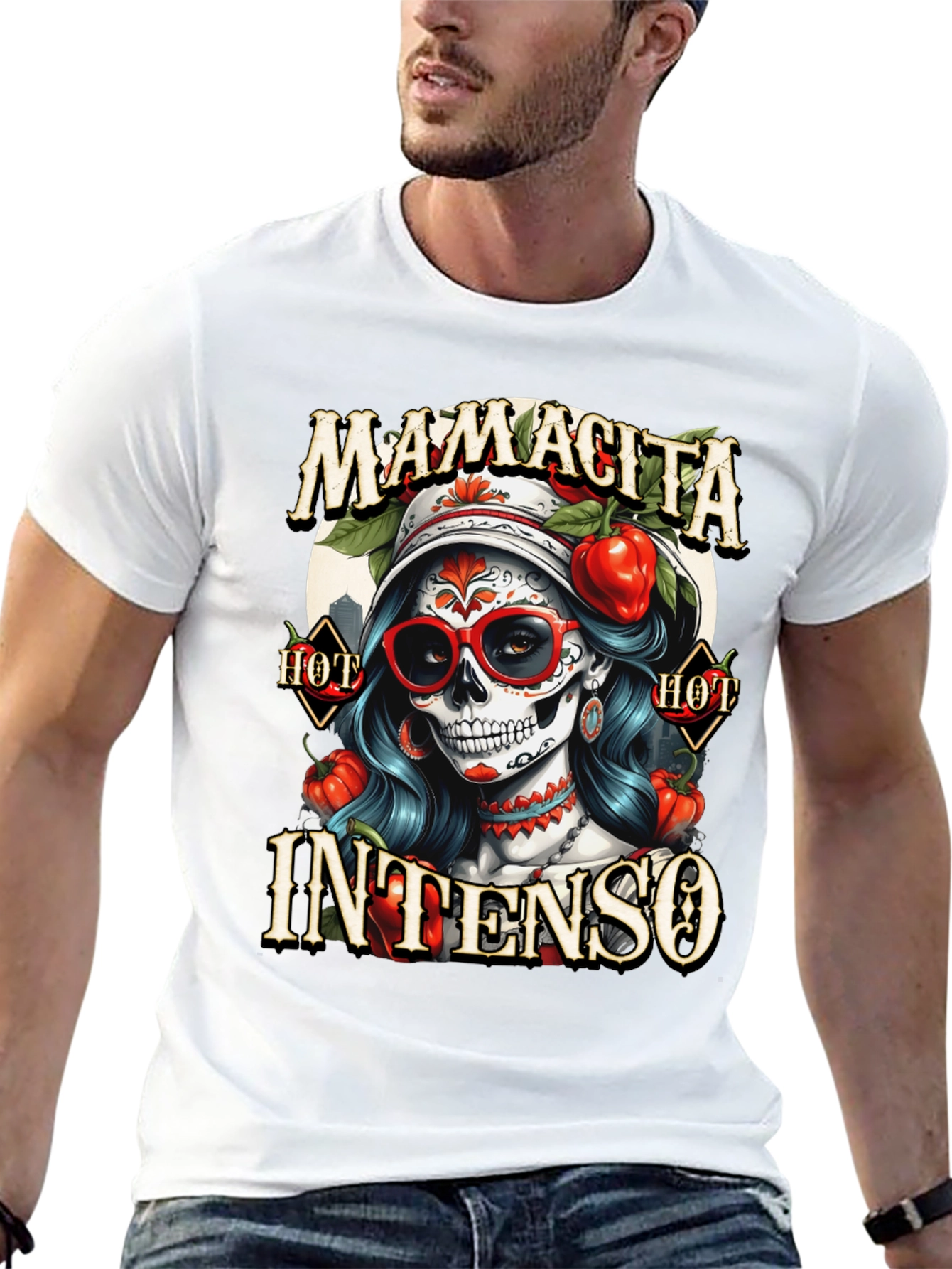 Mamacita Intenso T-Shirt - Sugar Skull Design