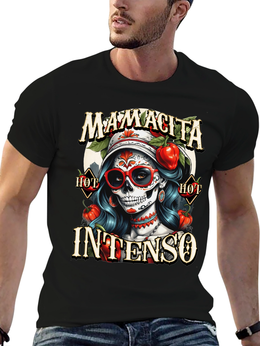 Mamacita Intenso T-Shirt - Sugar Skull Design