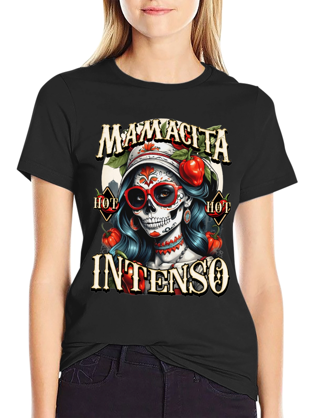Mamacita Intenso T-Shirt - Sugar Skull Design
