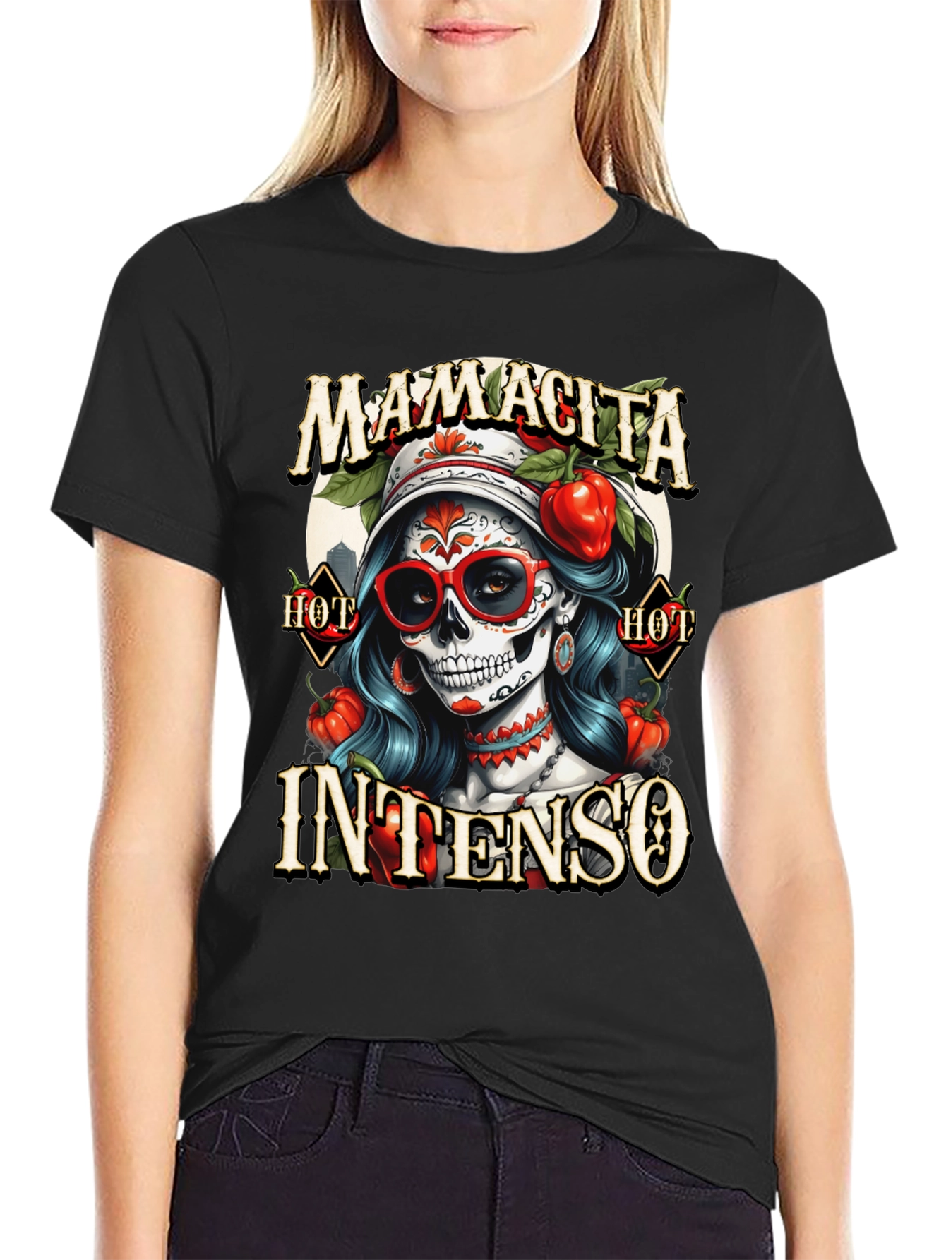 Mamacita Intenso T-Shirt - Sugar Skull Design