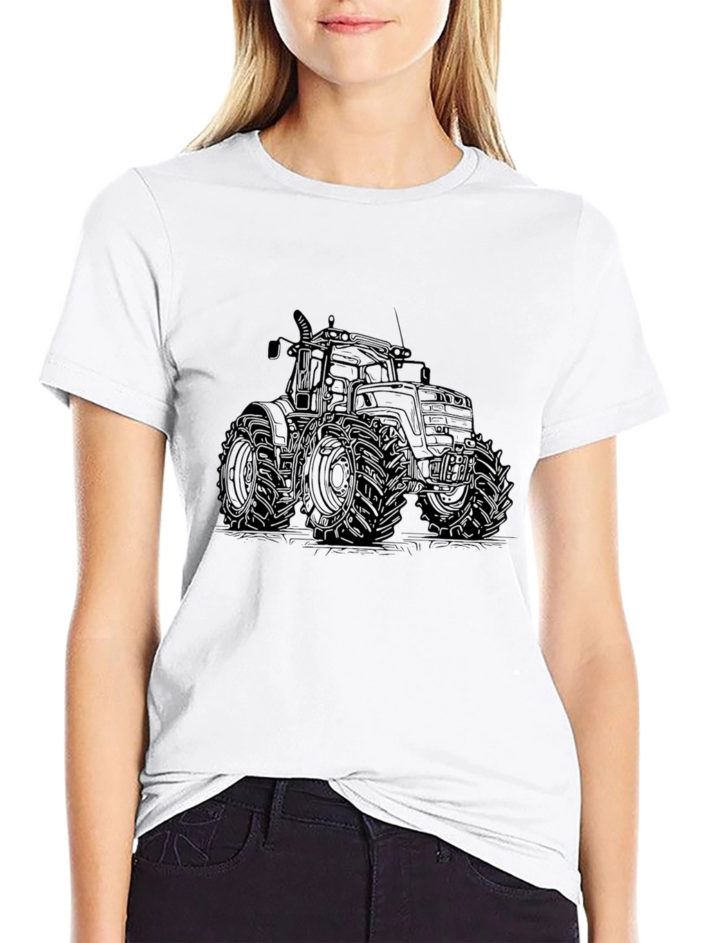 Tractor Graphic Tee - Black Cotton Comfort