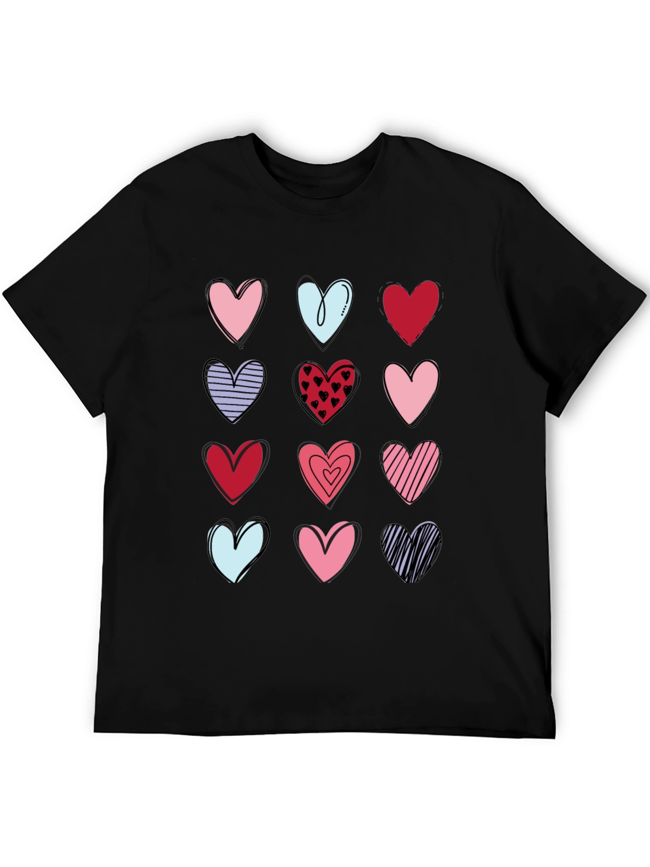 Heart Print Crew Neck T-Shirt