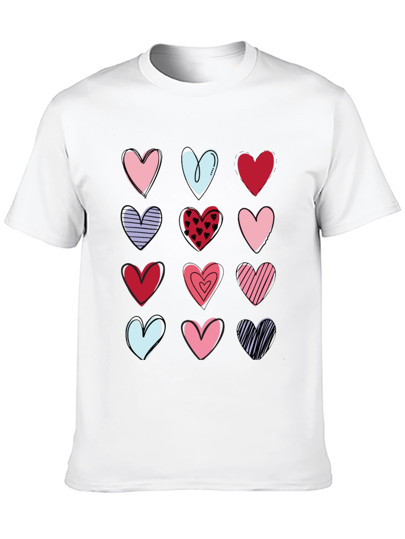 Heart Print Crew Neck T-Shirt