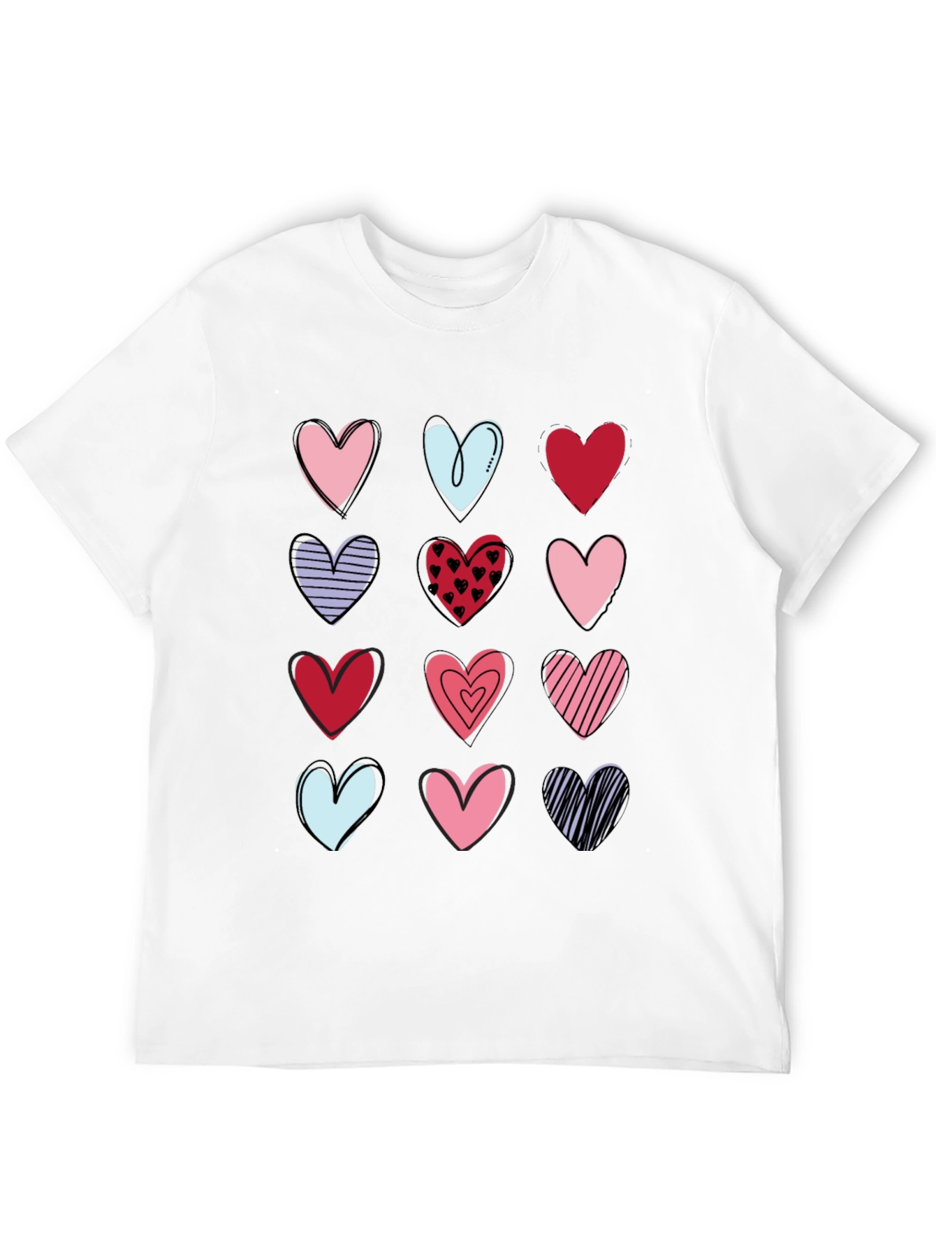 Heart Print Crew Neck T-Shirt