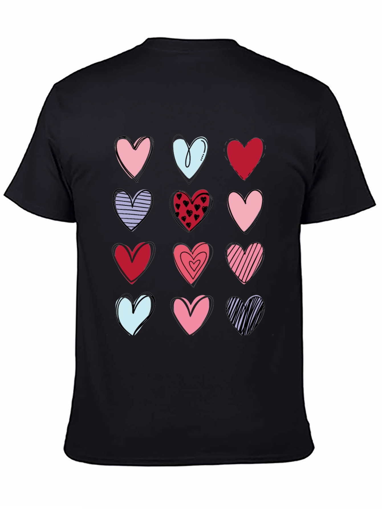 Heart Print Crew Neck T-Shirt