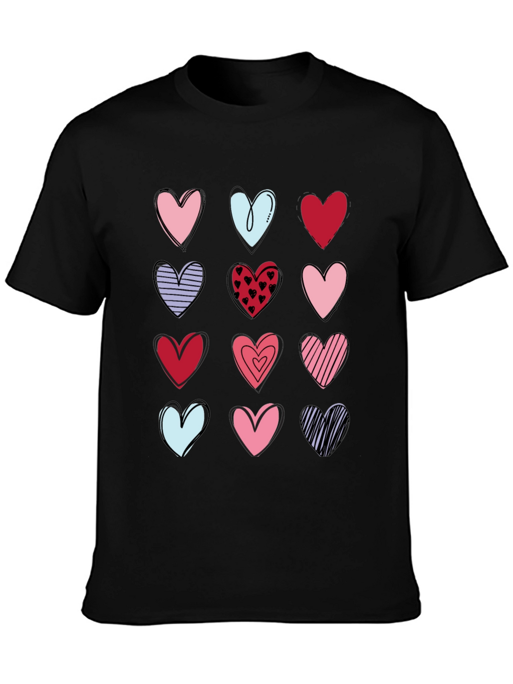 Heart Print Crew Neck T-Shirt