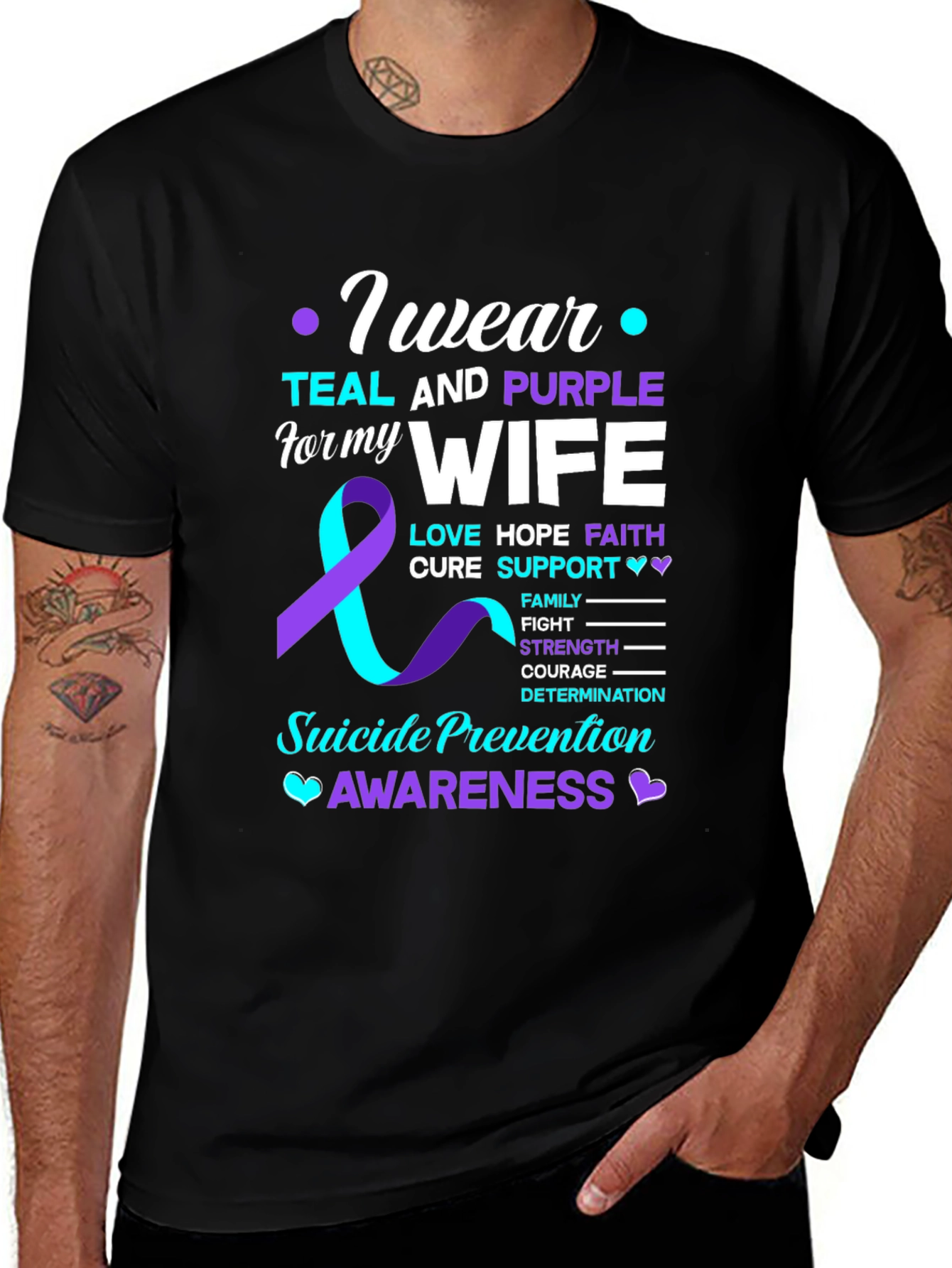 Teal & Purple Wife Suicide Prevention Awareness T-Shirt