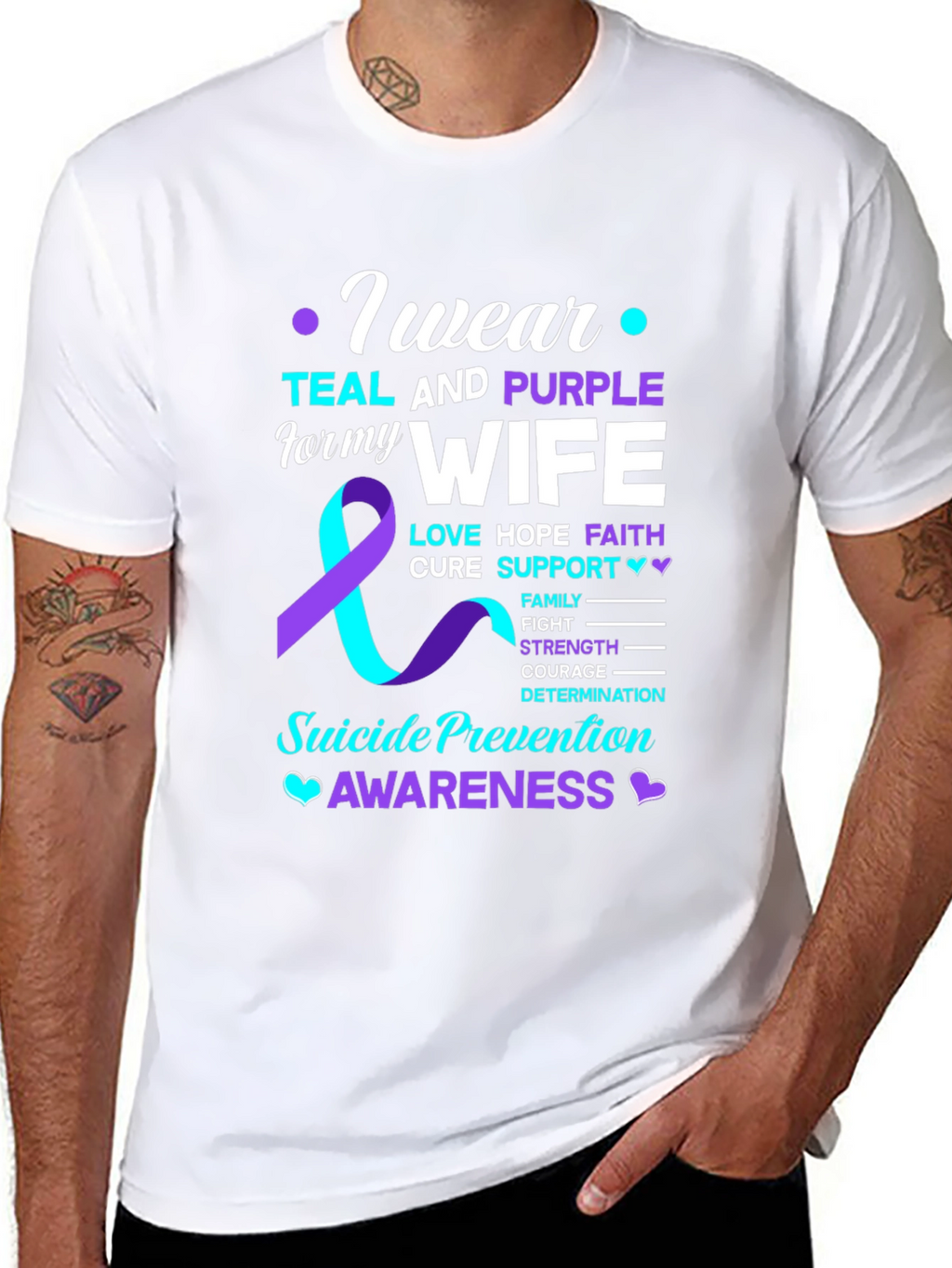 Teal & Purple Wife Suicide Prevention Awareness T-Shirt
