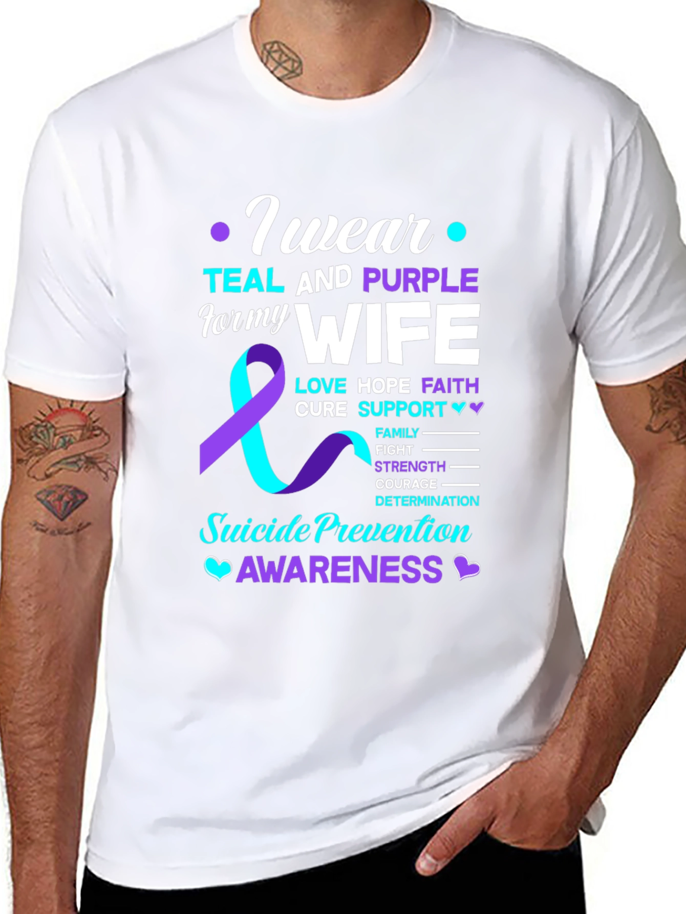 Teal & Purple Wife Suicide Prevention Awareness T-Shirt