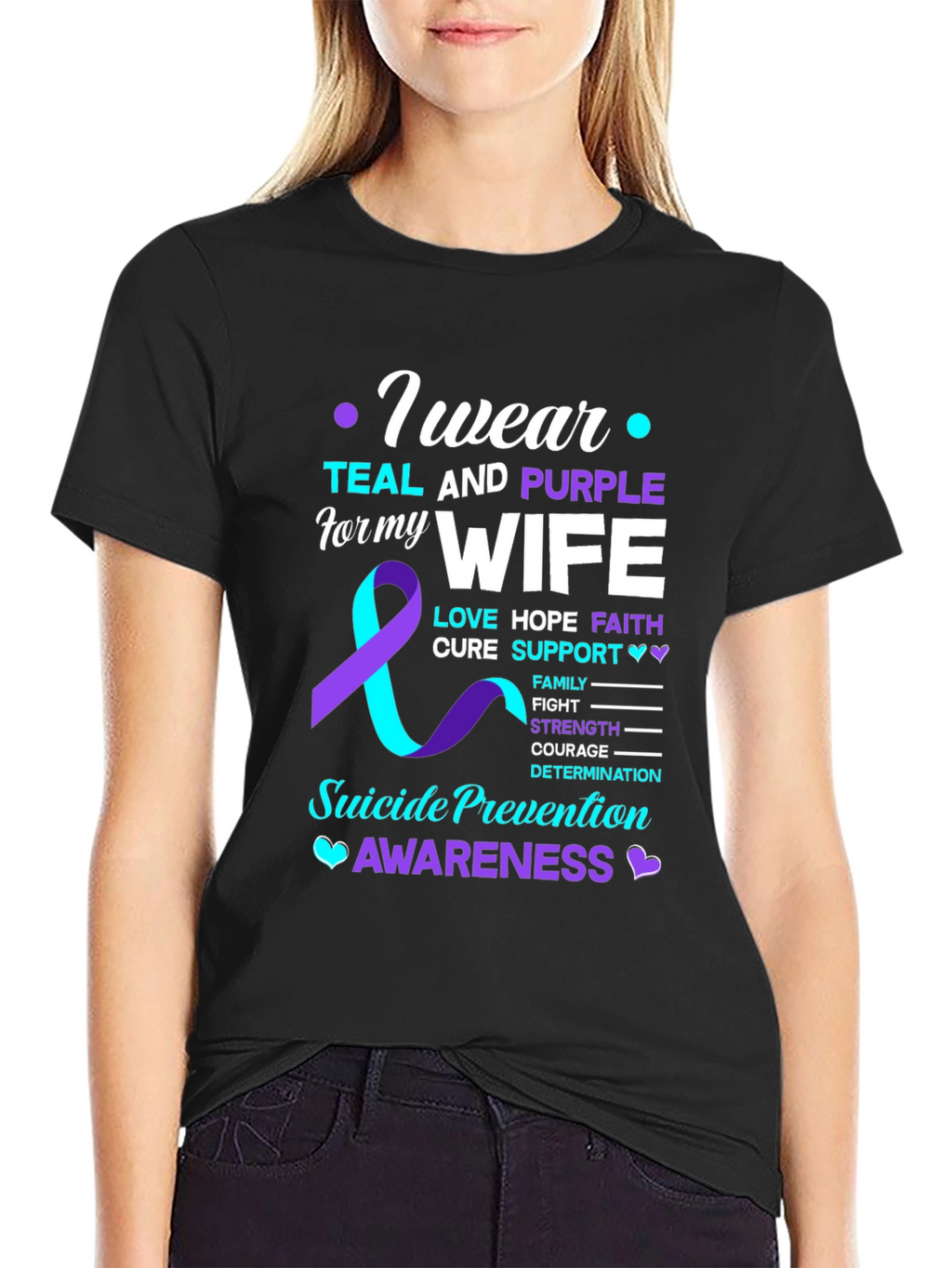 Teal & Purple Wife Suicide Prevention Awareness T-Shirt