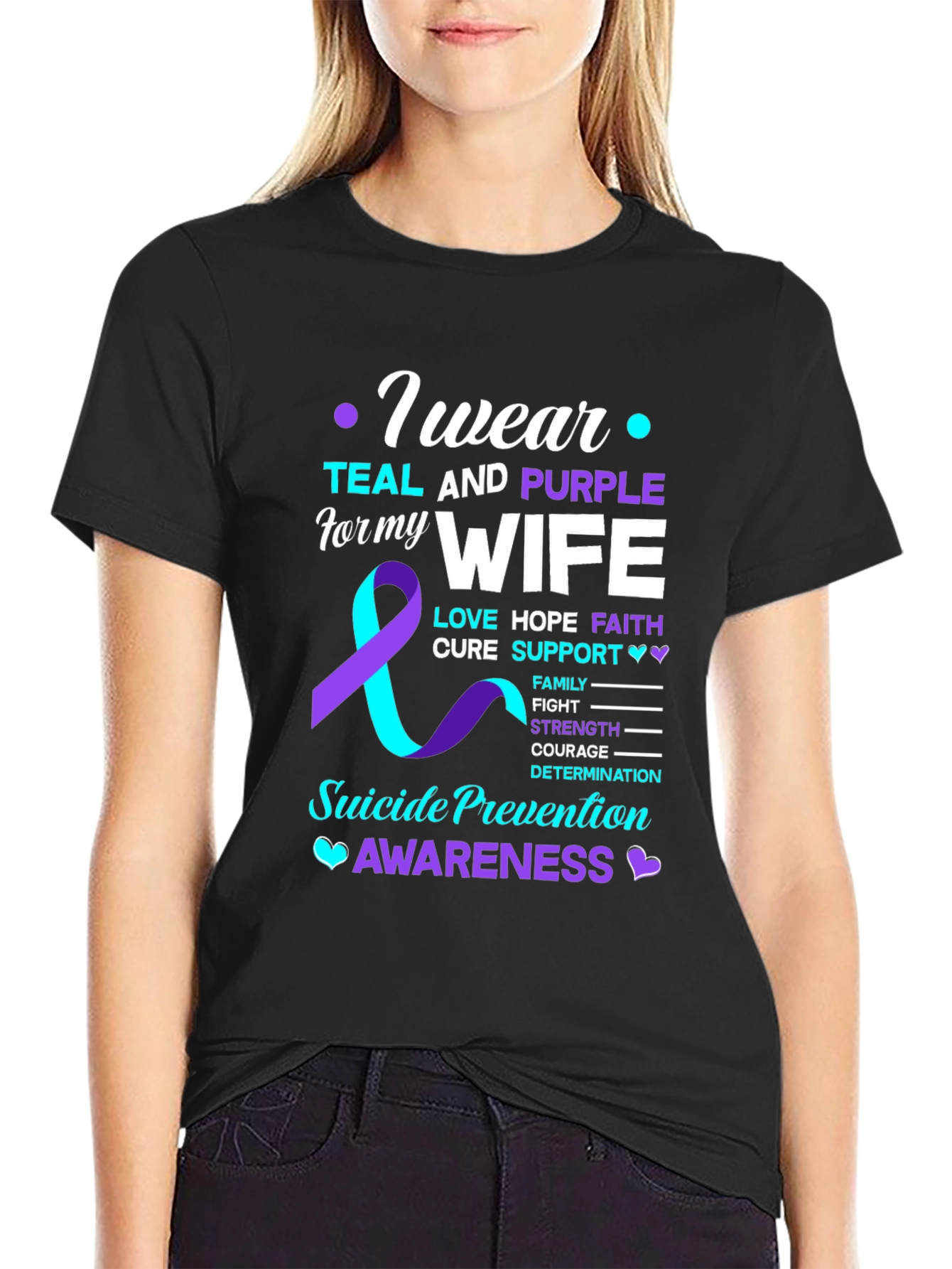 Teal & Purple Wife Suicide Prevention Awareness T-Shirt