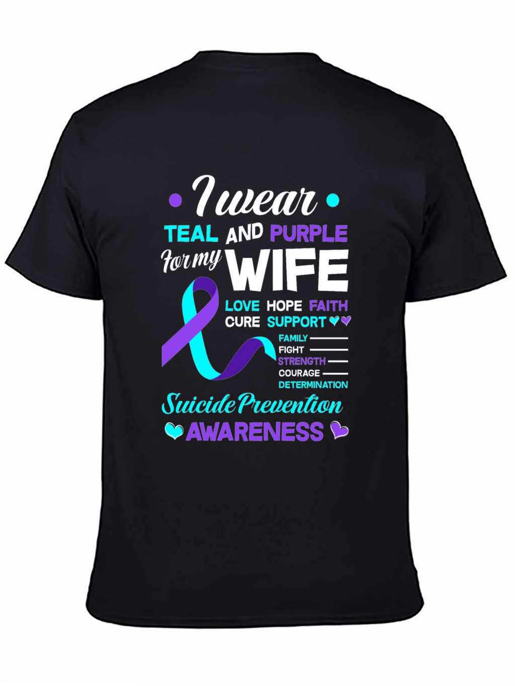 Teal & Purple Wife Suicide Prevention Awareness T-Shirt
