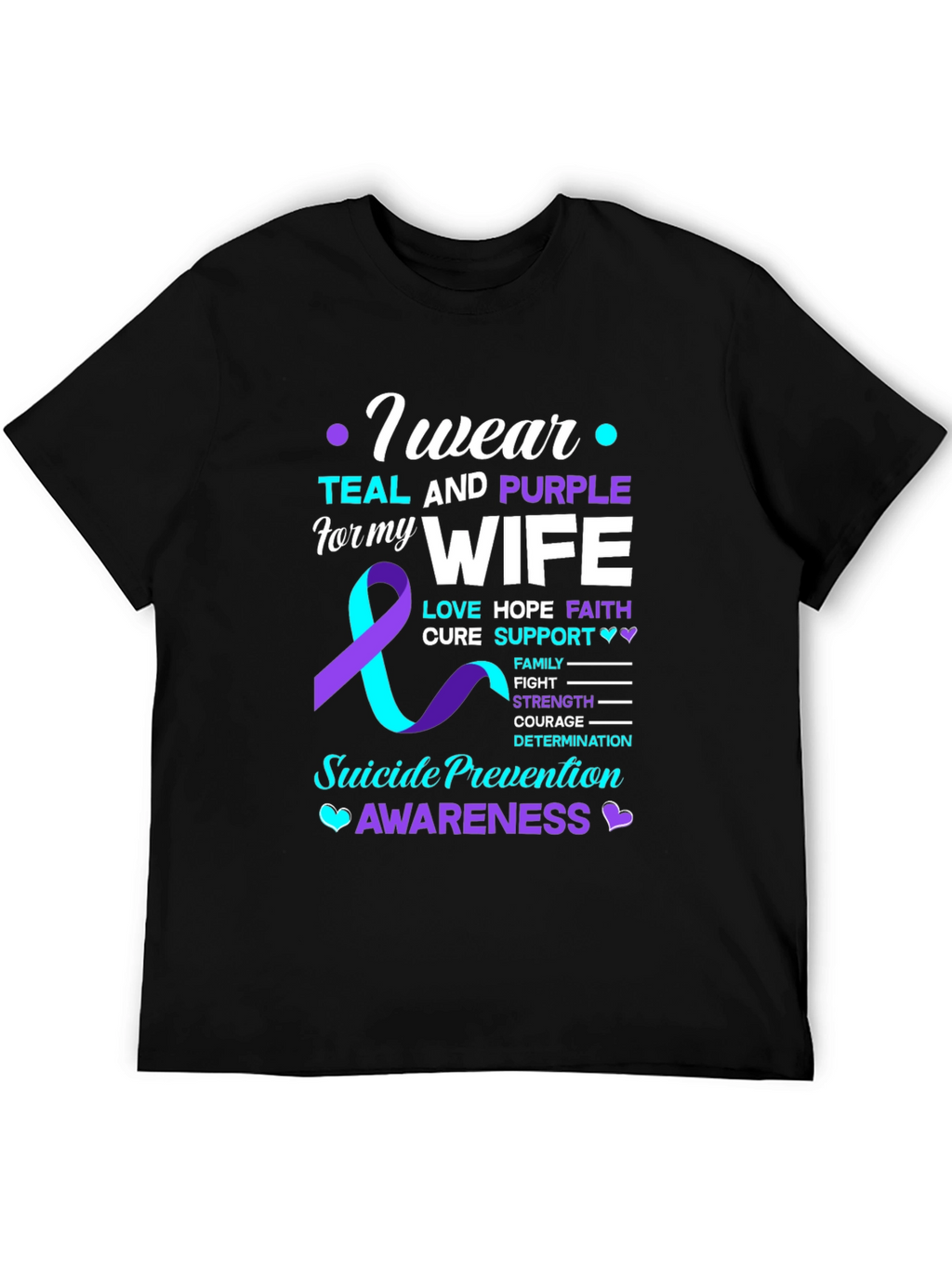 Teal & Purple Wife Suicide Prevention Awareness T-Shirt