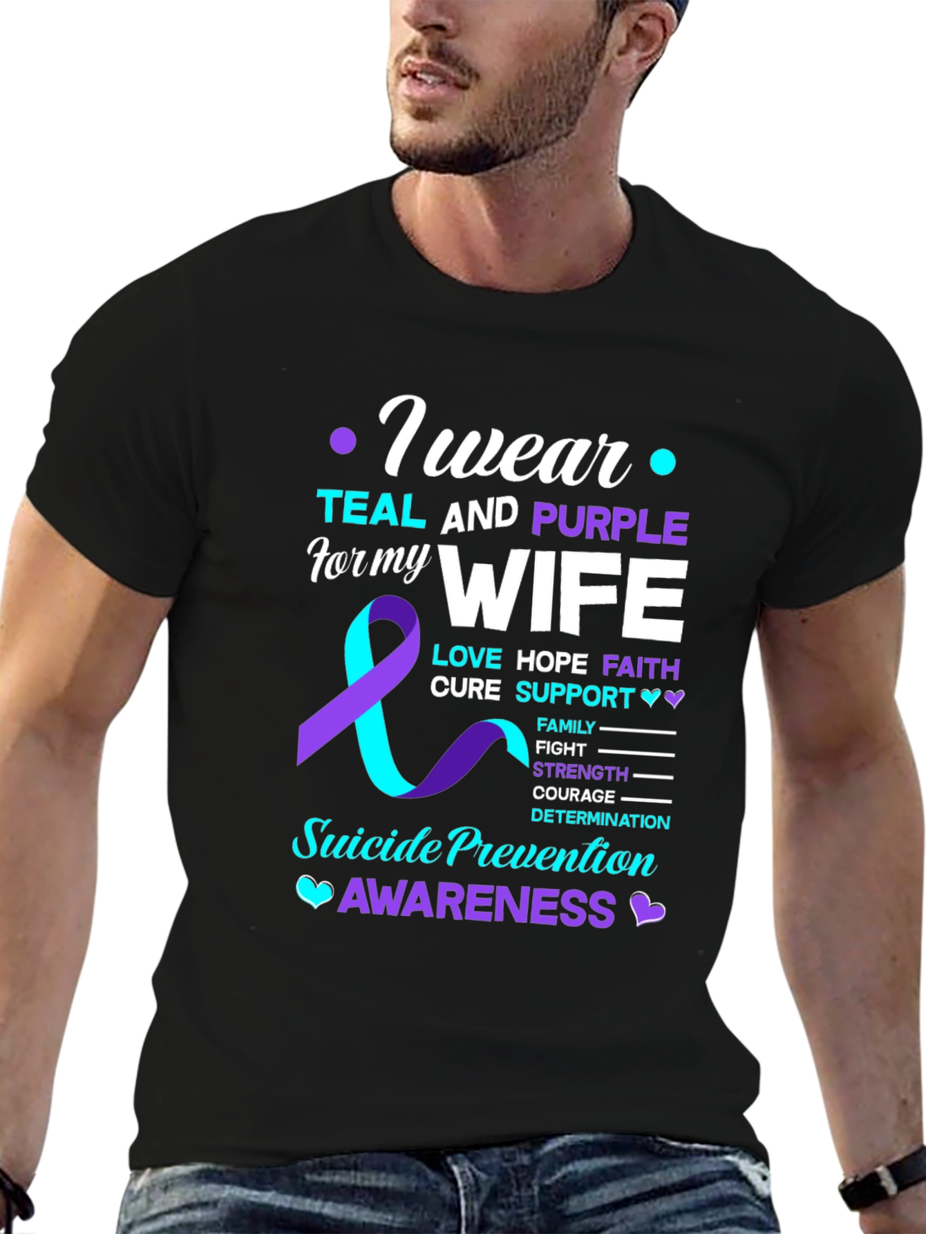Teal & Purple Wife Suicide Prevention Awareness T-Shirt