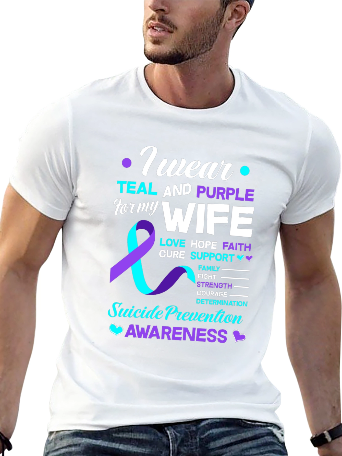 Teal & Purple Wife Suicide Prevention Awareness T-Shirt