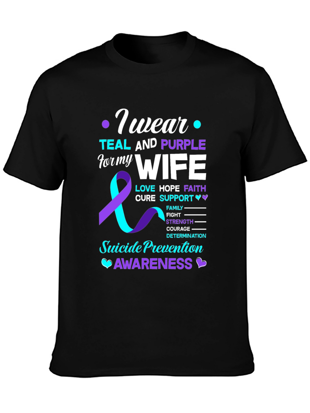 Teal & Purple Wife Suicide Prevention Awareness T-Shirt