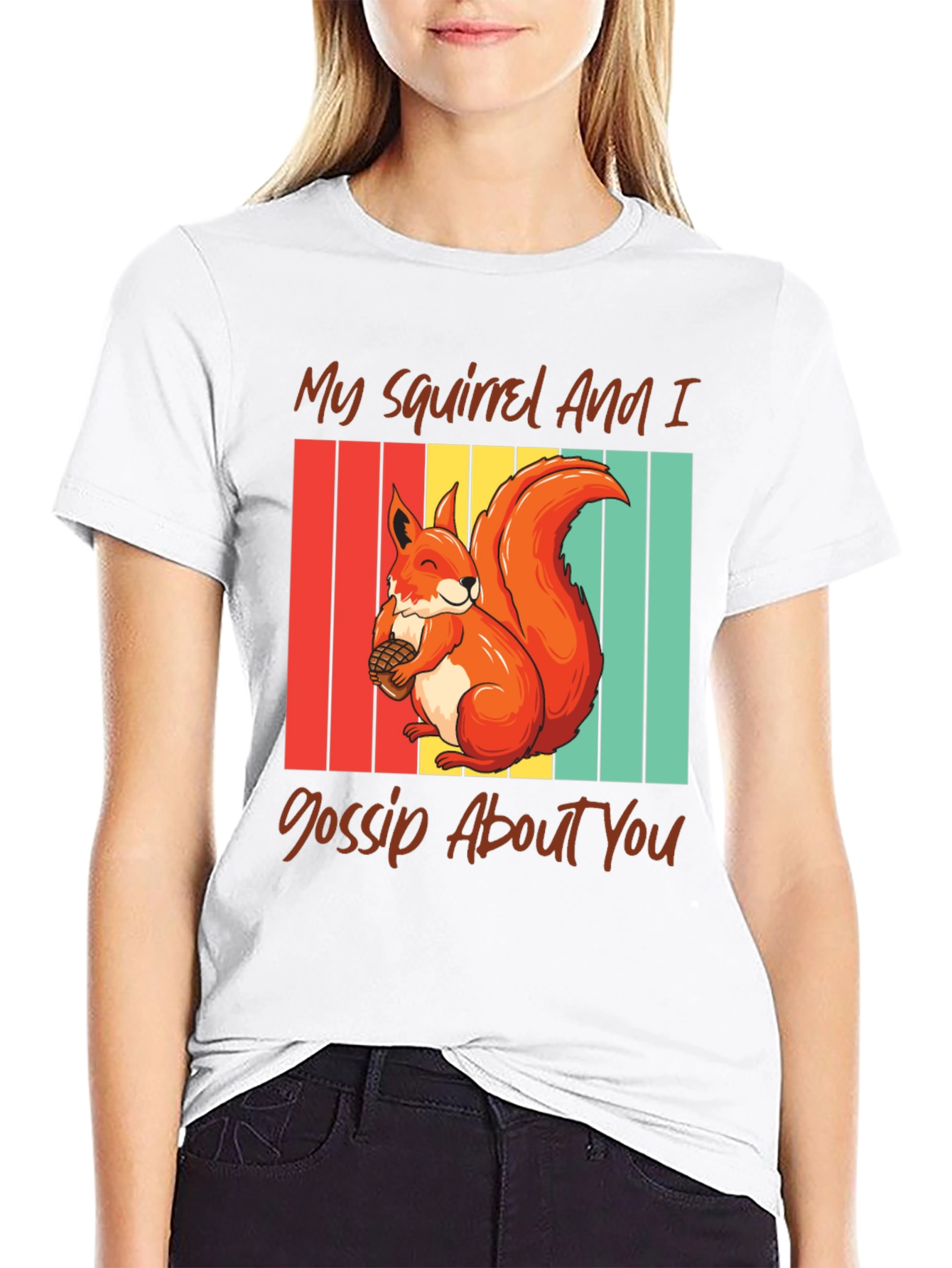Squirrel Gossip Tee: Retro Style