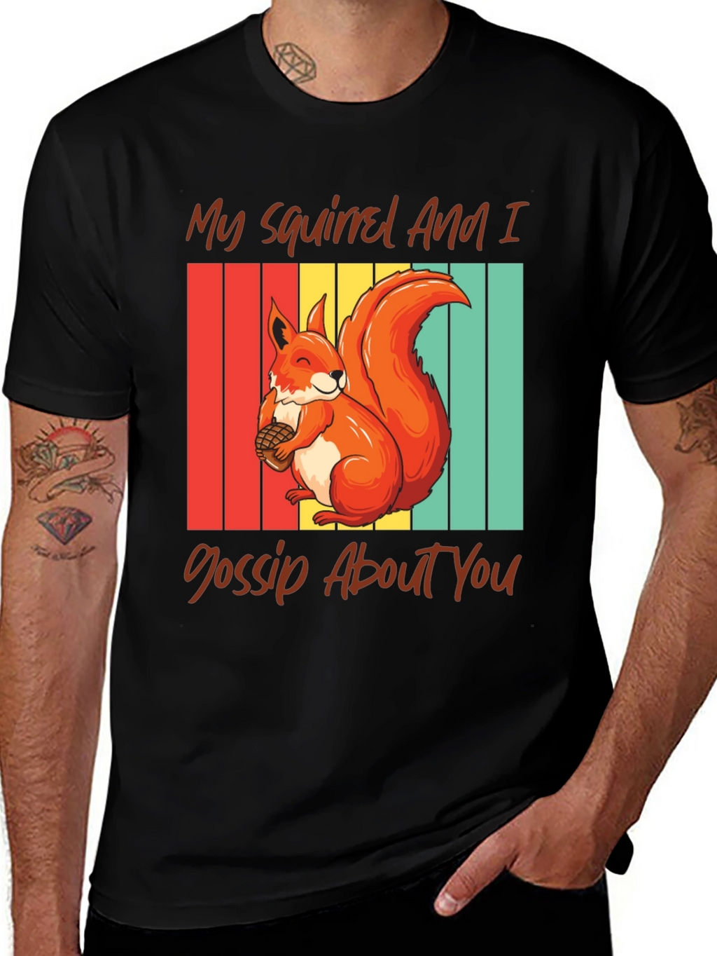 Squirrel Gossip Tee: Retro Style