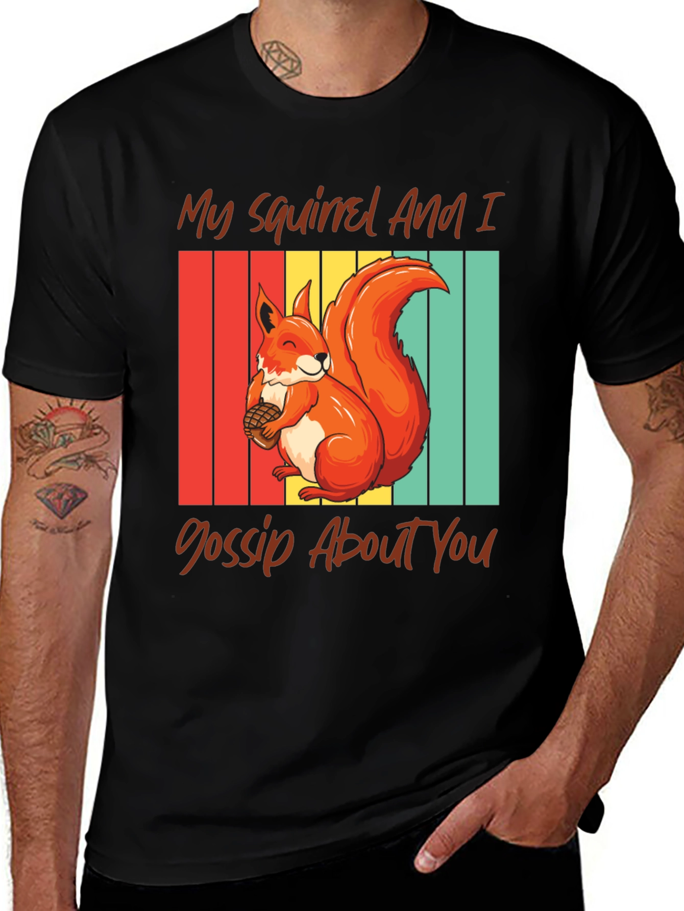 Squirrel Gossip Tee: Retro Style