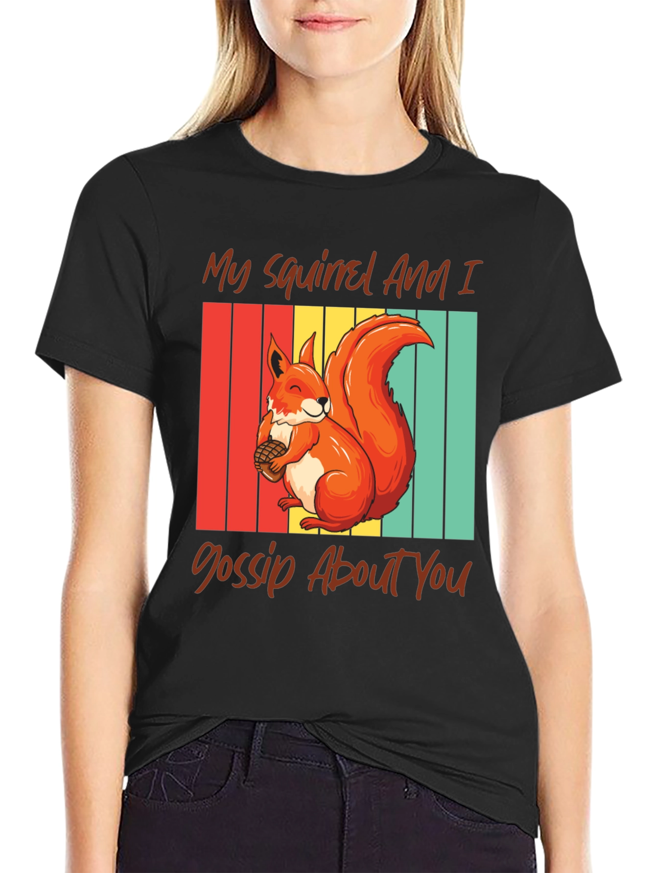Squirrel Gossip Tee: Retro Style