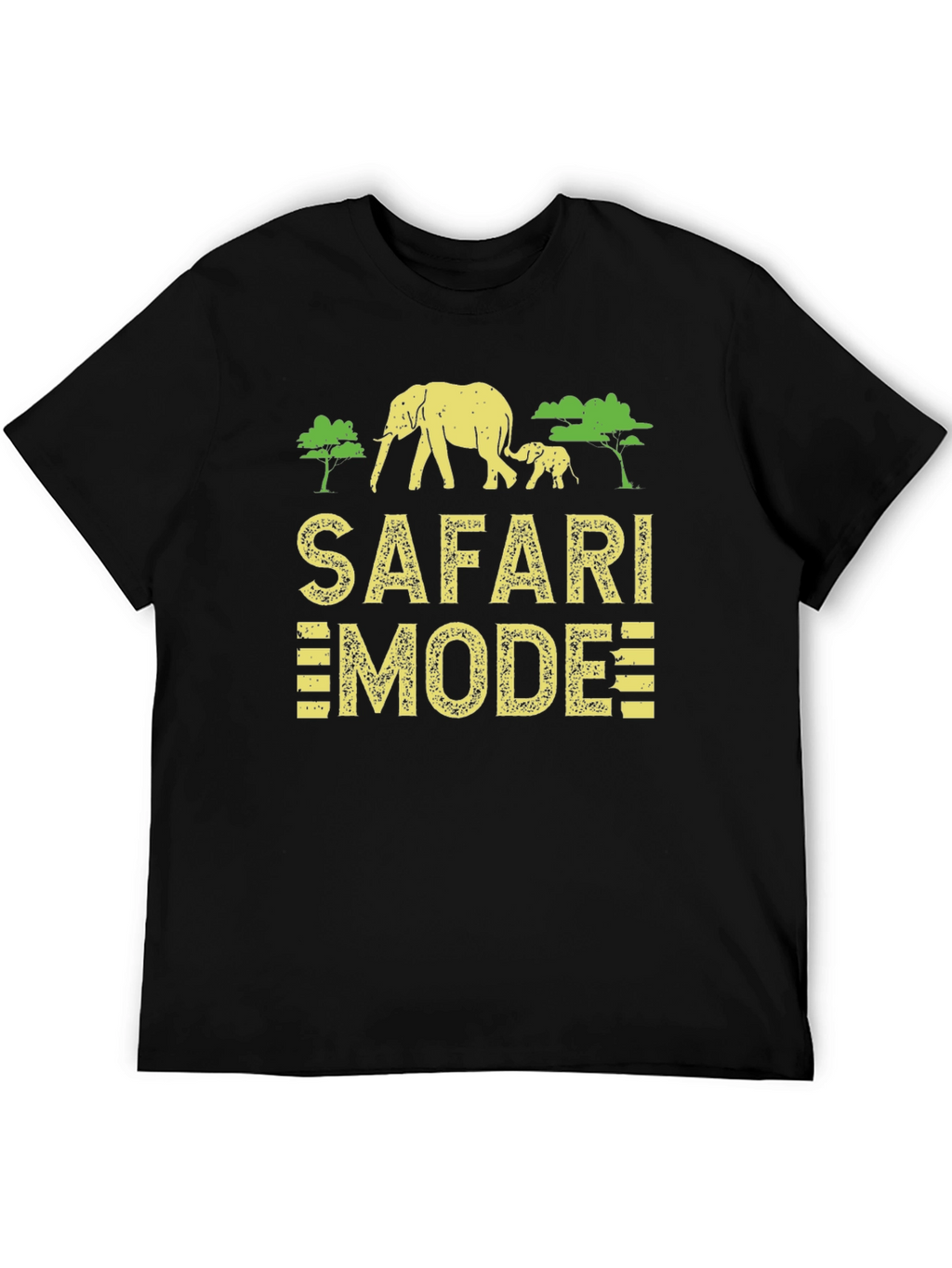 Safari Mode Black T-Shirt with Elephant Graphic
