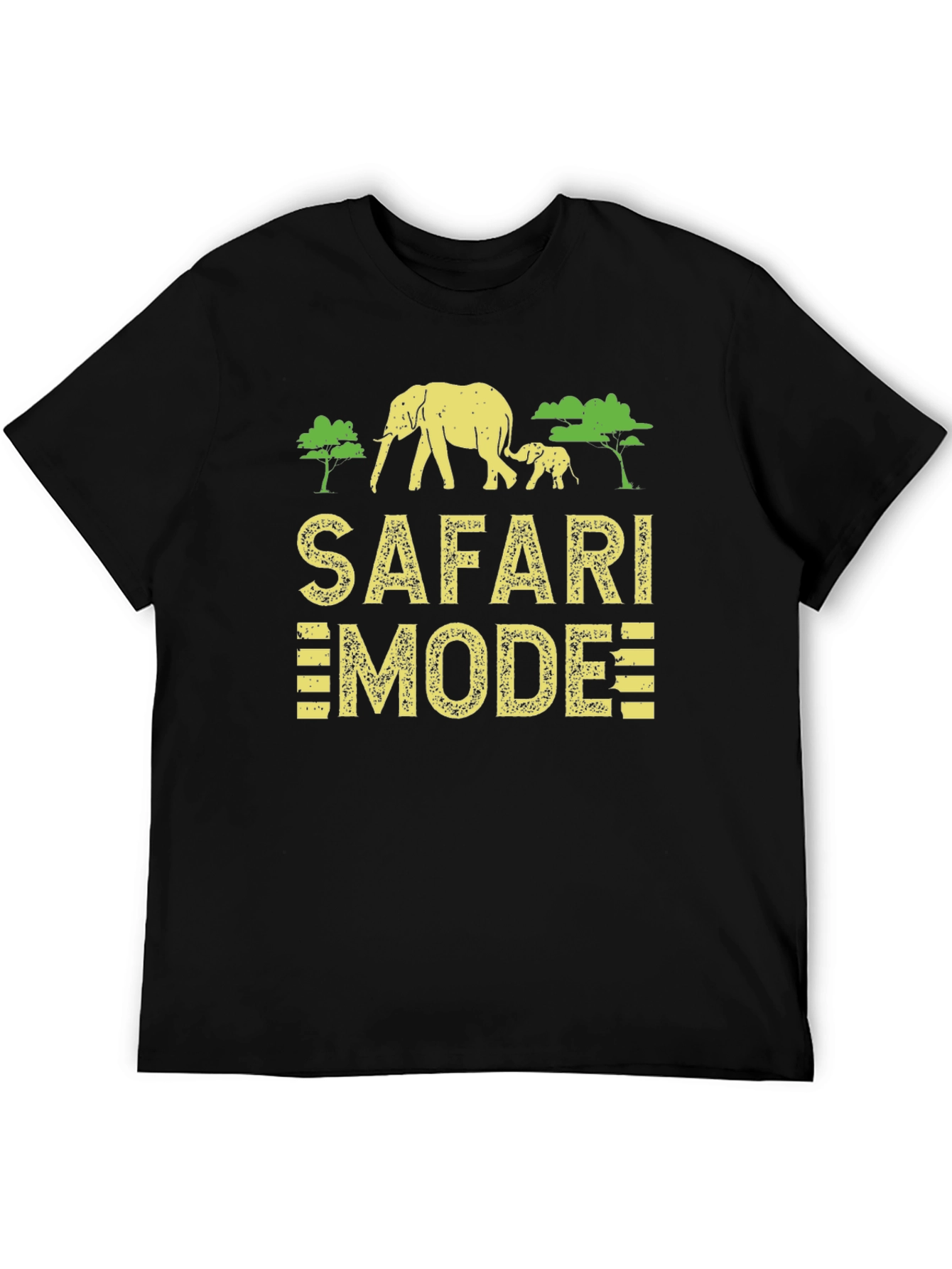 Safari Mode Black T-Shirt with Elephant Graphic