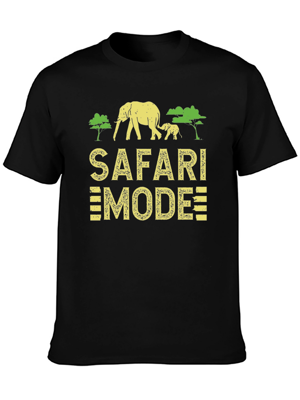 Safari Mode Black T-Shirt with Elephant Graphic