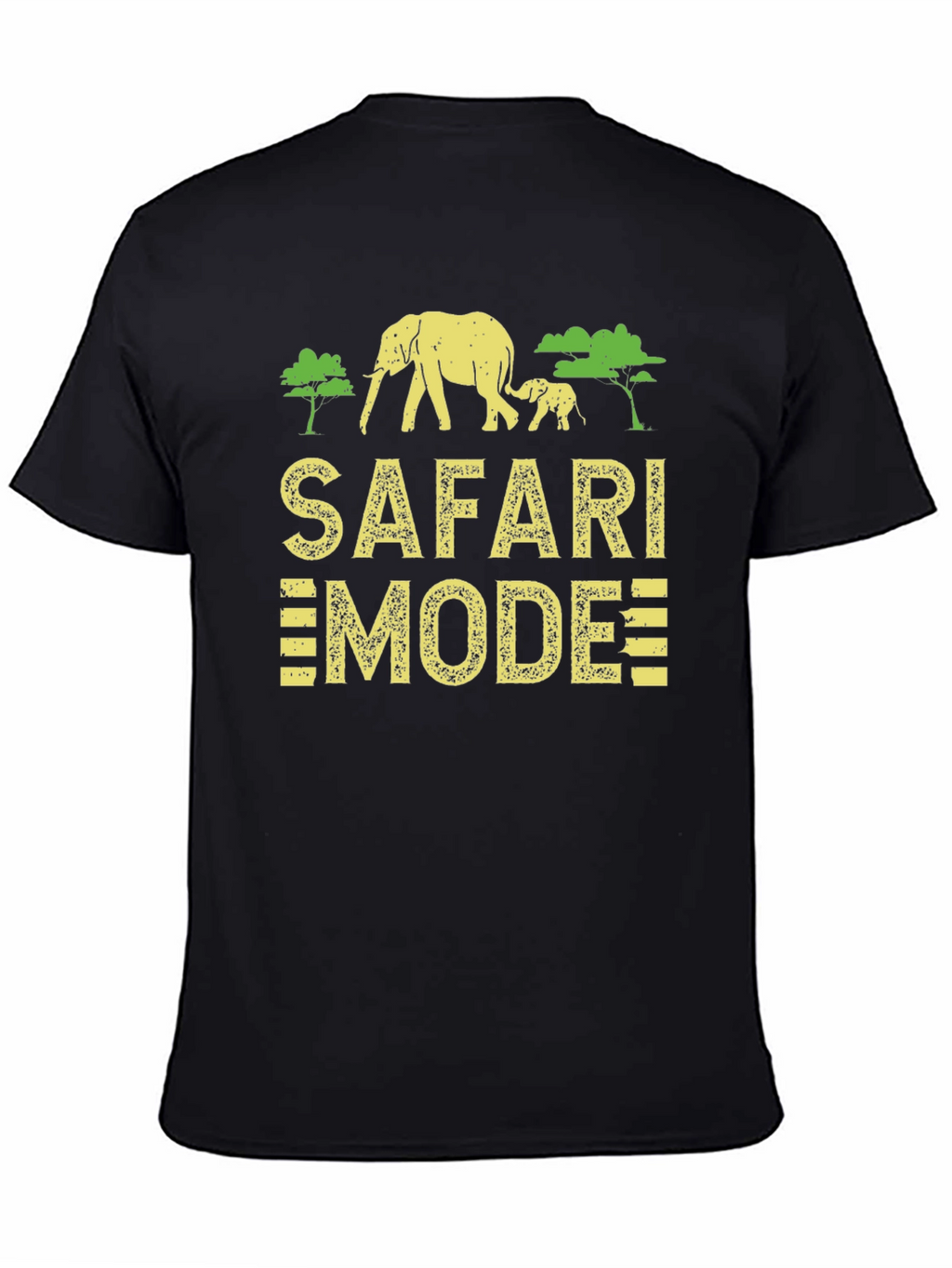 Safari Mode Black T-Shirt with Elephant Graphic