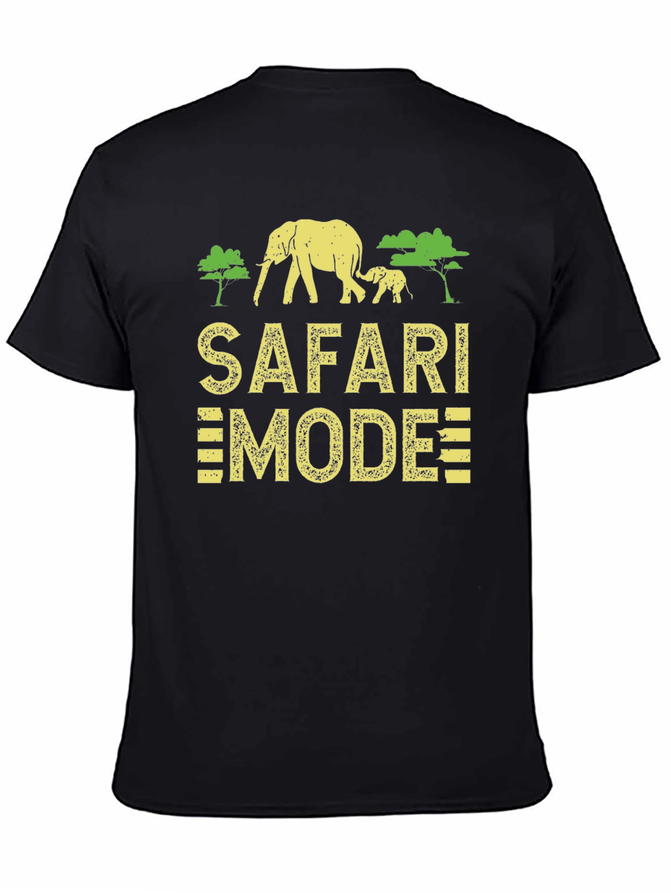 Safari Mode Black T-Shirt with Elephant Graphic