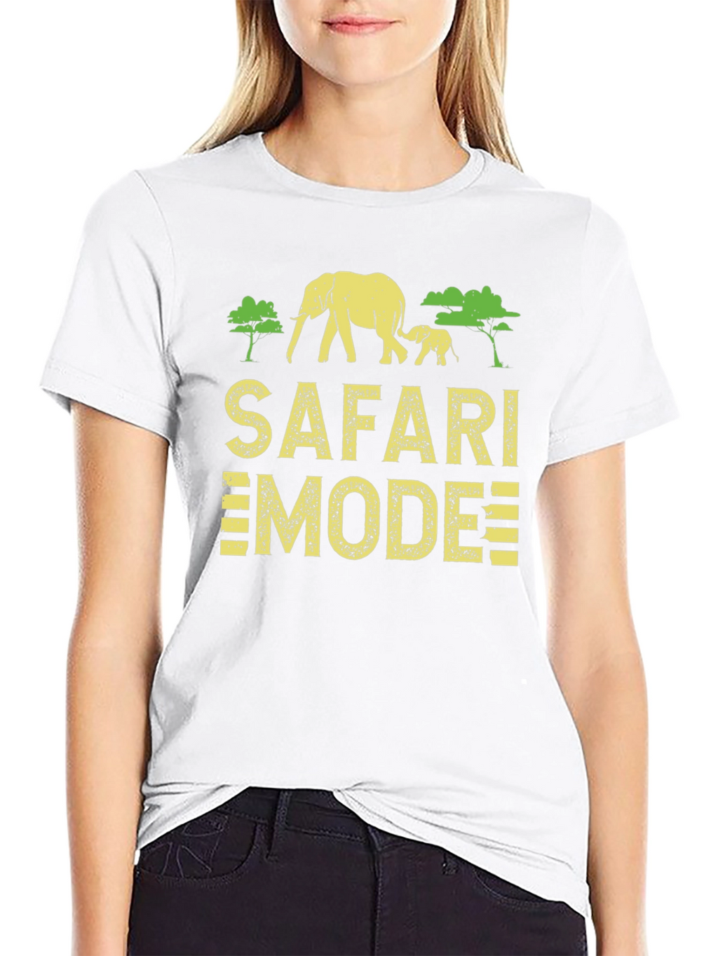 Safari Mode Black T-Shirt with Elephant Graphic