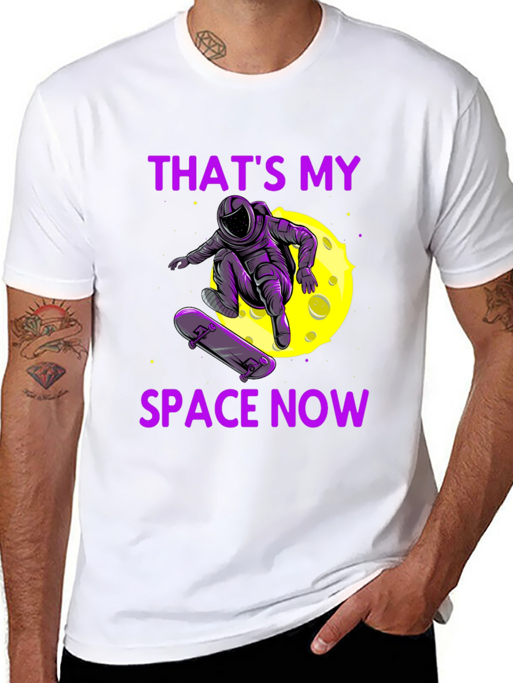 Astronaut Skateboarder Graphic Tee - Thats My Space Now